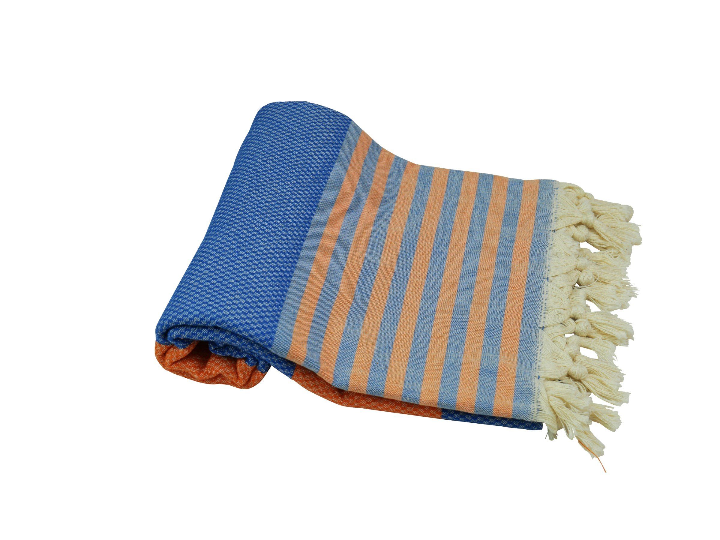 & blau Streifen my Hamam mit orange 95x170 Strukturwebung Baumwolle Hamamtücher (1-St), Hamamtuch "Denizli", cm