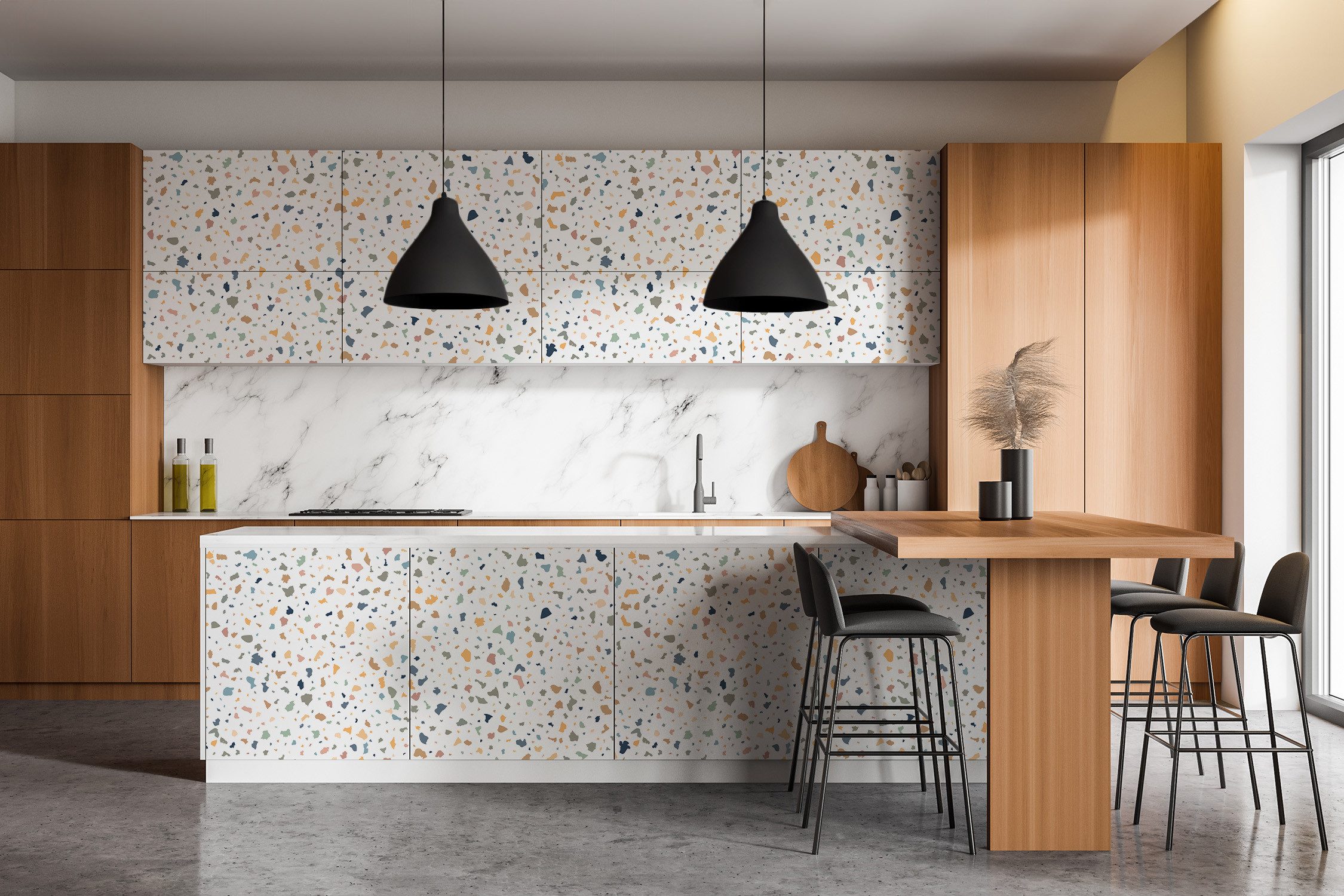 Tulup Möbelfolie Designfolie Terrazzo 100x50cm Verkleidungsfolie Stylisch & stark