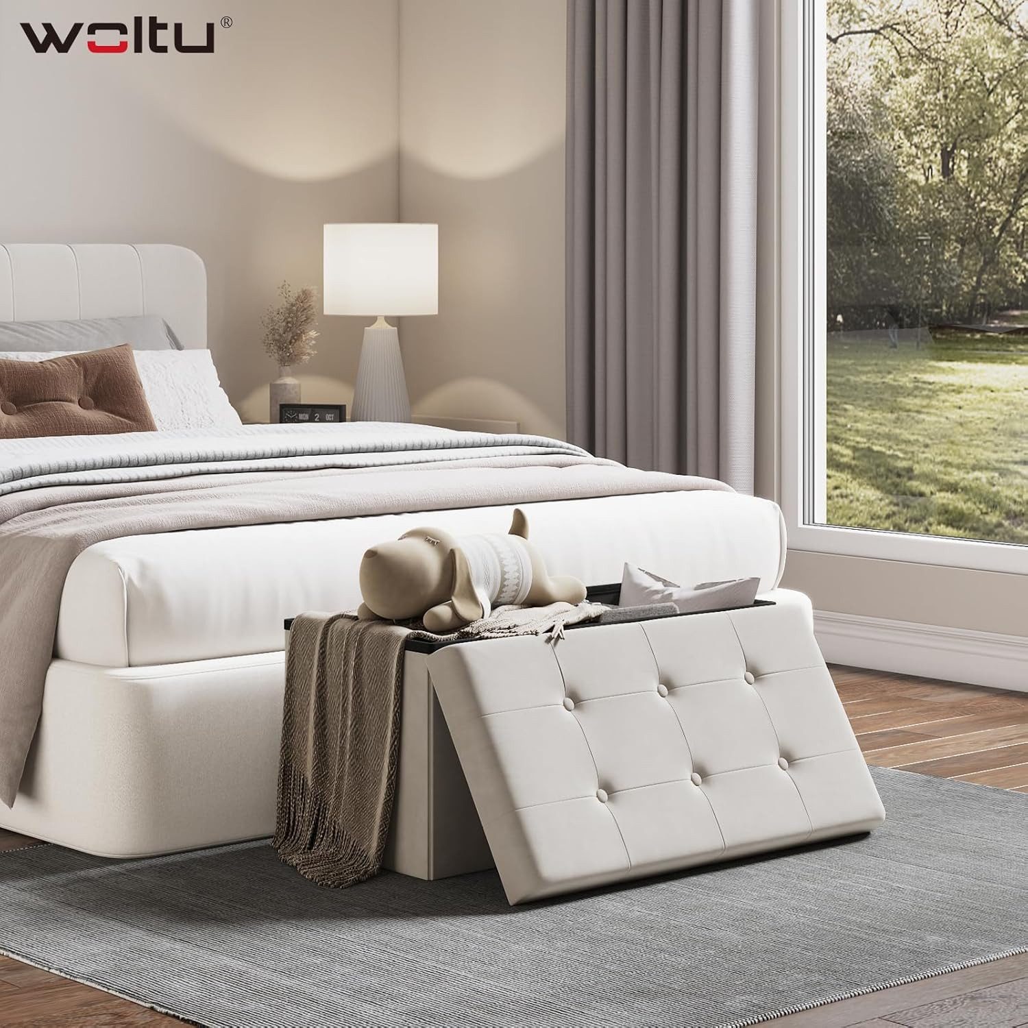 Woltu Sitzhocker (1 St), mit Stauraum, Sitzbank faltbar, aus Samt, 76x37,5x günstig online kaufen