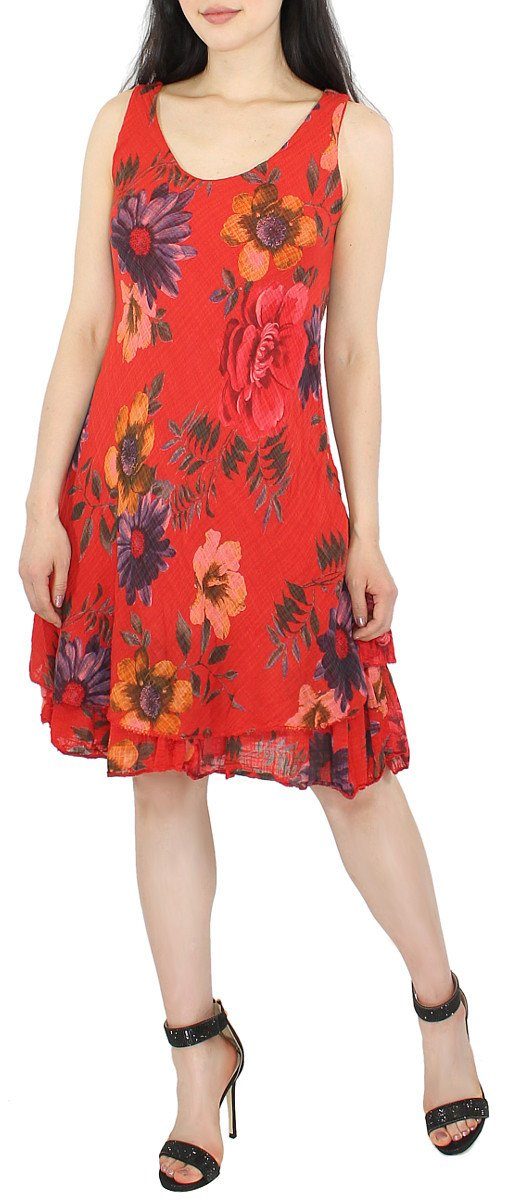 dy_mode Sommerkleid »Damen Blumen Print Strand Kleid Knielang Sommerkleid  Blumenkleid«