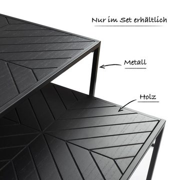 Karat Beistelltisch Metz, 2-teilig, Beistelltisch aus Holz, 2 Farben (2er-Set), Gerfertigt aus Paulowniaholz