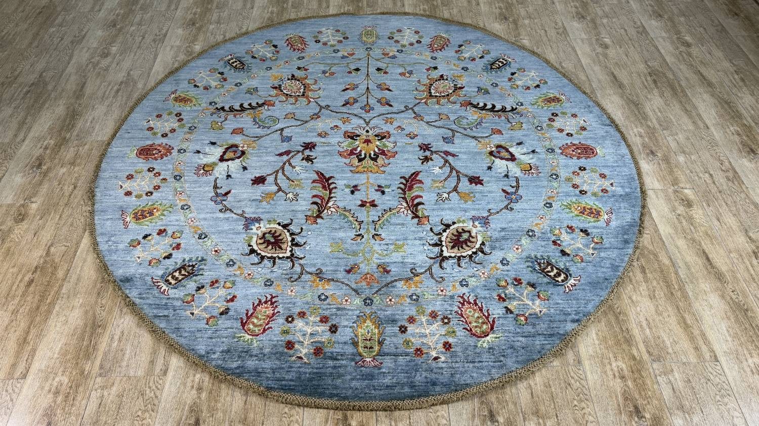 Rug Studios Teppich ZIEGLER FARAHAN-ORIGINAL HANDGEKNÜPFT, Rechteckig, Höhe: 8 mm, Handgefertigt, 199 x 203 cm, Hellblau
