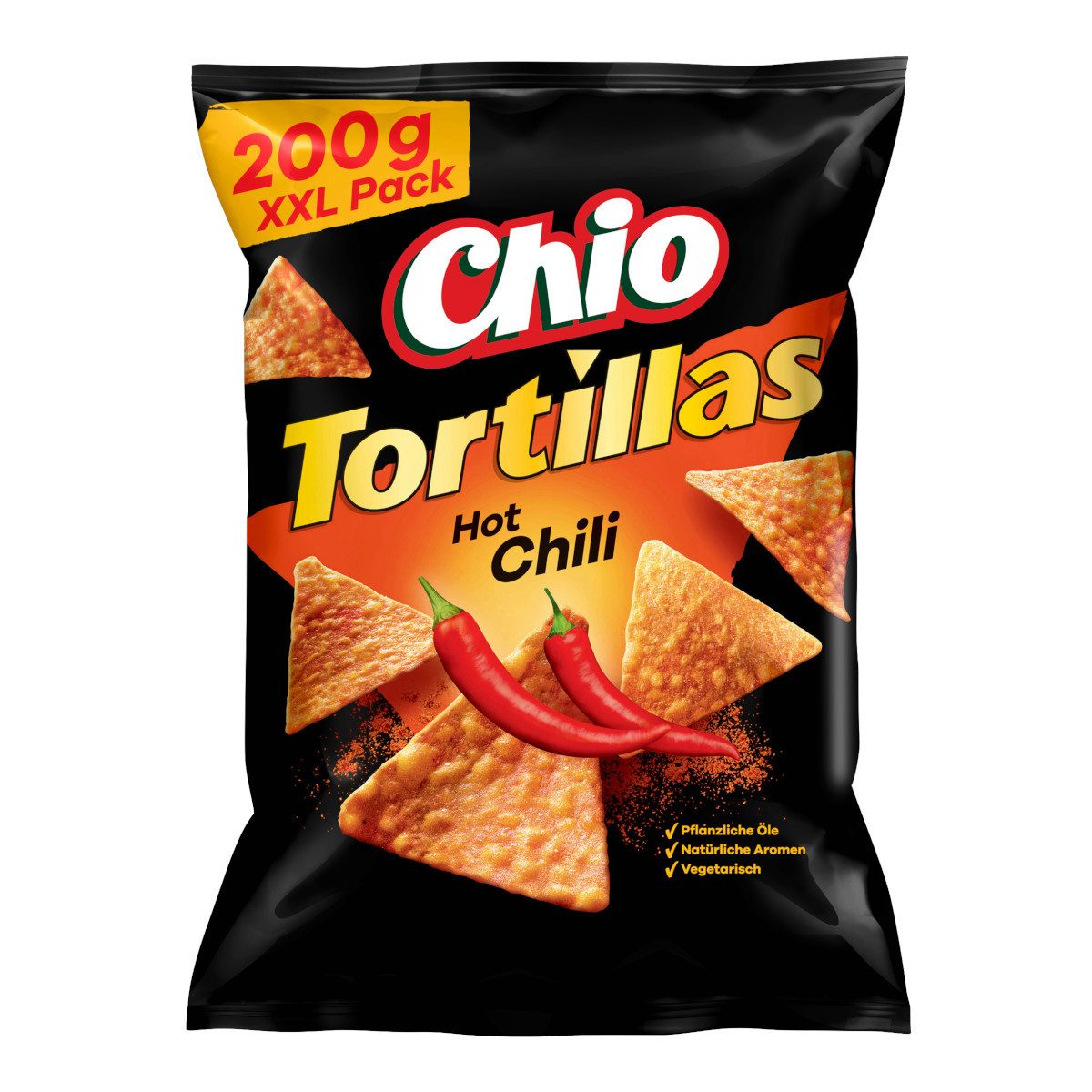 Chio Knabberei, Chio Tortillas Chips Hot Chili Mais-Snack mit Chili Packung 200g