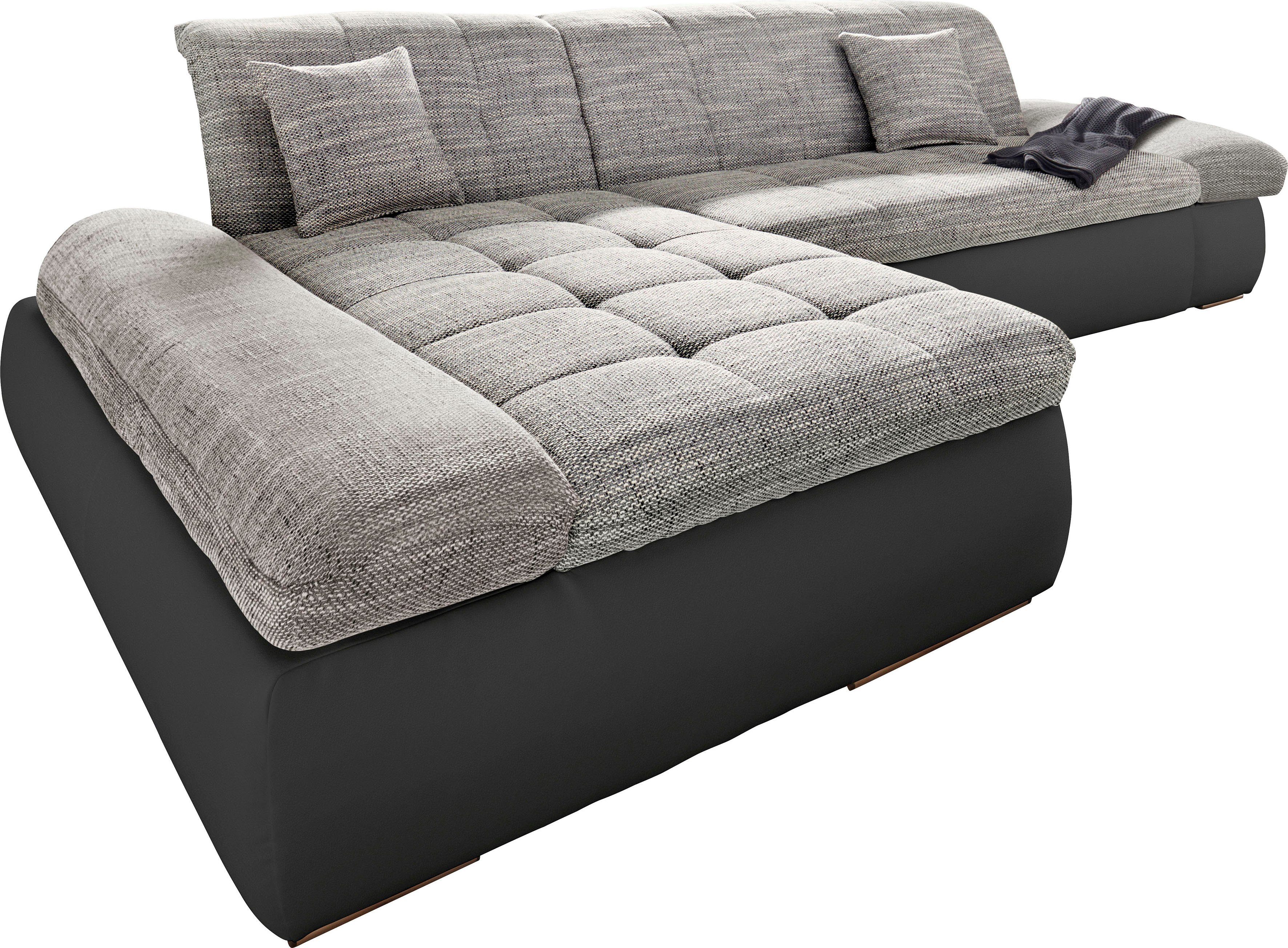 DOMO collection Ecksofa PB Moric wahlweise mit Bettfunktion + Armteilverstellung, L-Form, im XXL-Format, B/T/H:300/172/80 cm, feine Steppung