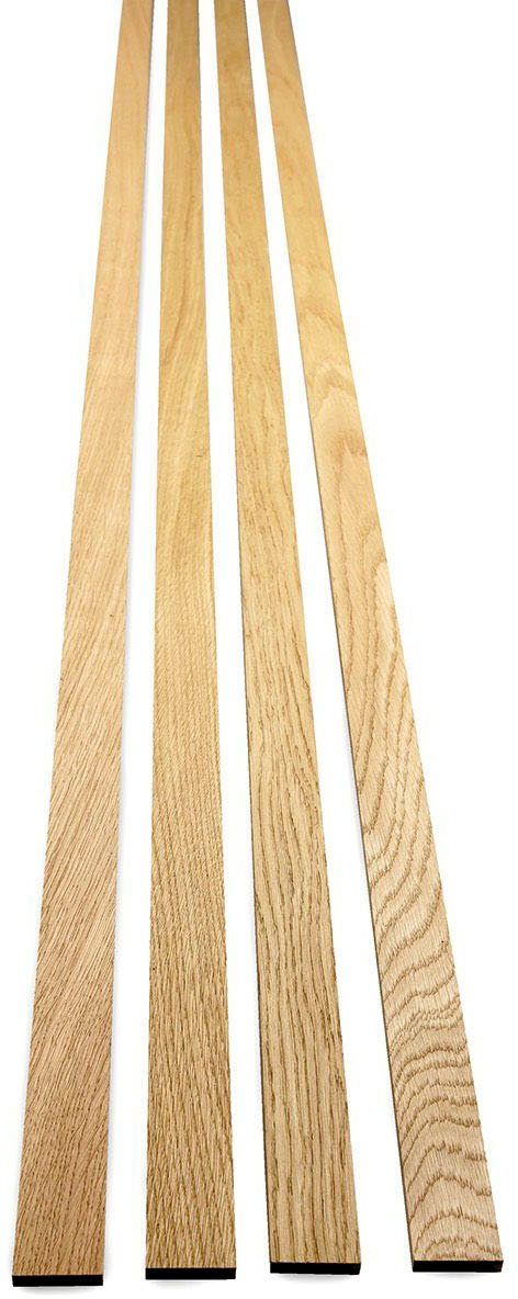 acous Wandpaneel acous STIX Eiche, BxL: 3,45x250 cm, 0,51 qm, (Set, 4-tlg) Echtholz-Dekoleiste selbstklebend, 4er-Set inklusive 1x Distanzhalter Eiche Hellbraun