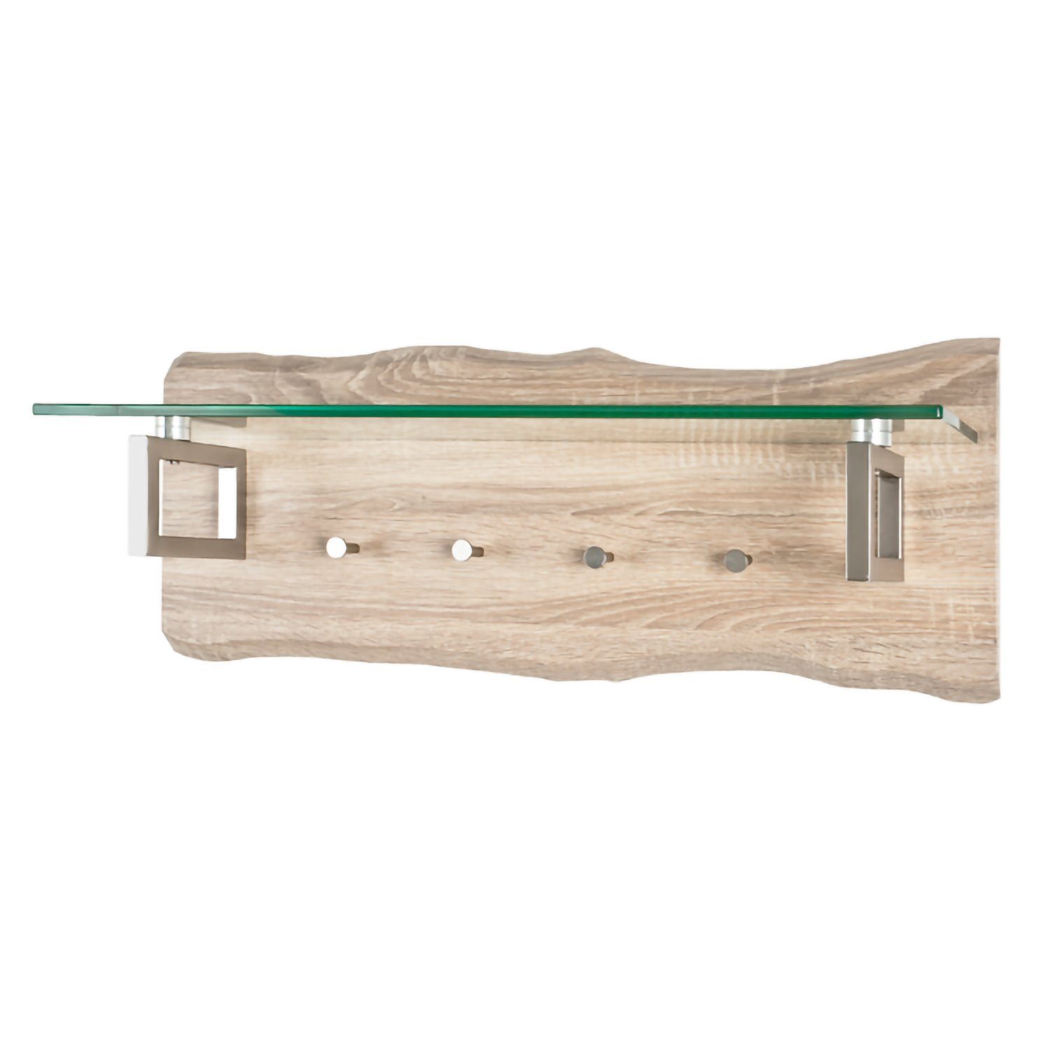 HAKU Garderobenständer HAKU Möbel Wandgarderobe - eiche hell-edelstahloptik - H. 29cm x B. 75cm
