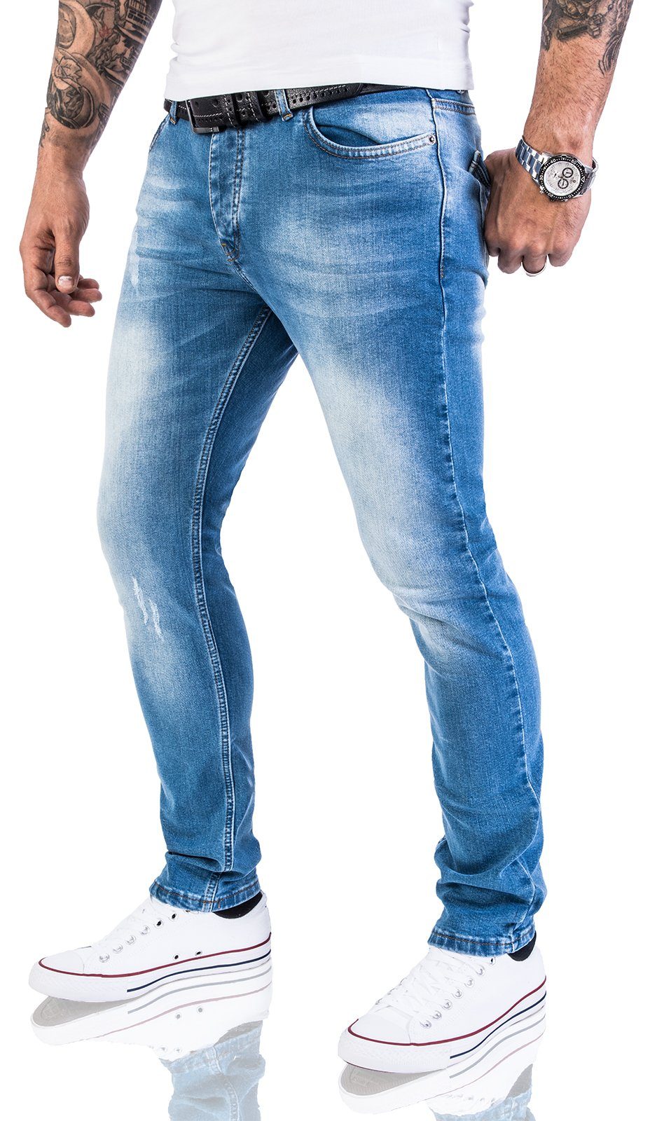 Rock Creek Slim-fit-Jeans Herren Jeans Slim Fit Blau M21 günstig online kaufen