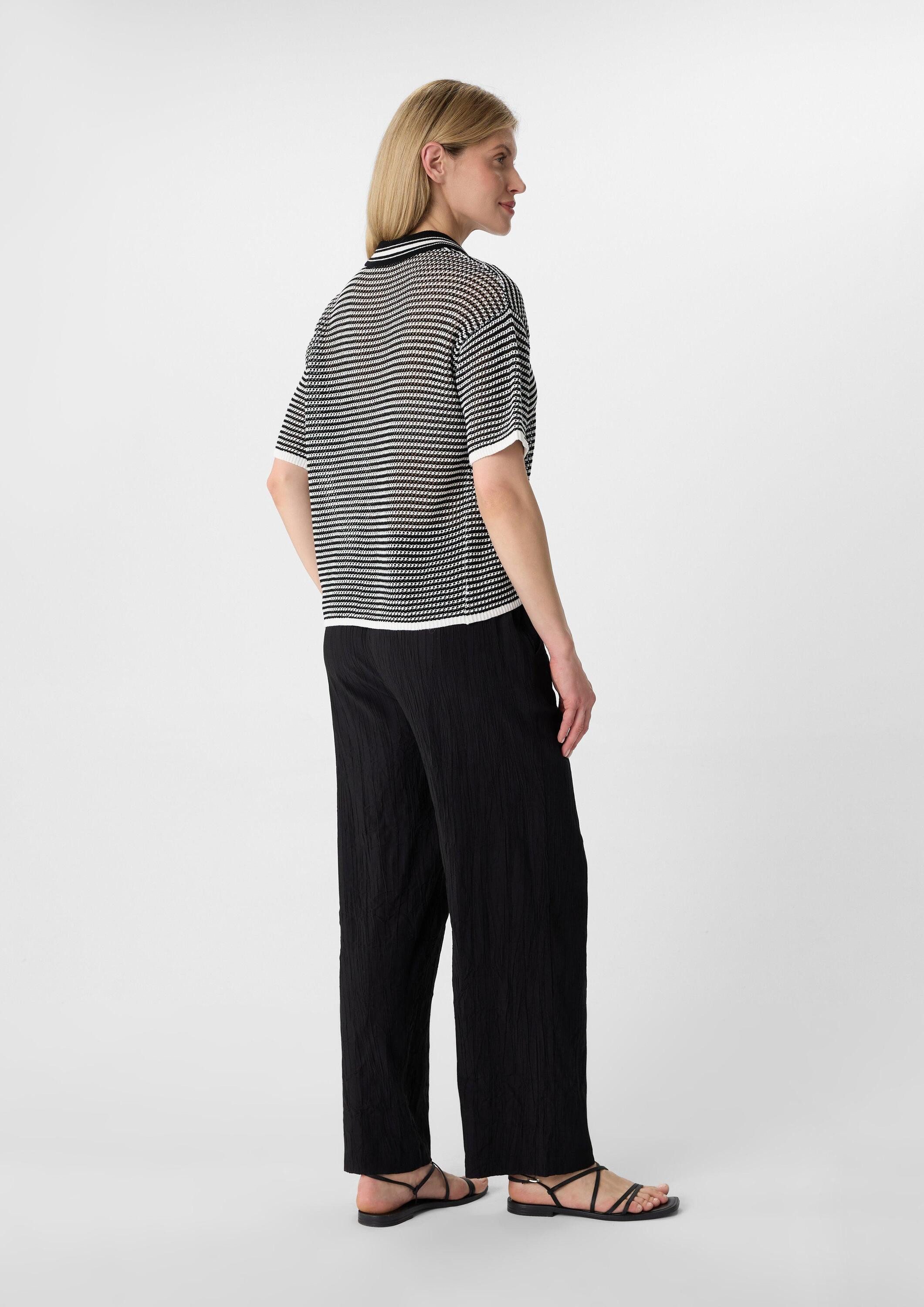 comma Cardigan Strickjacke Luftiger Kurzarm-Cardigan mit Polokragen