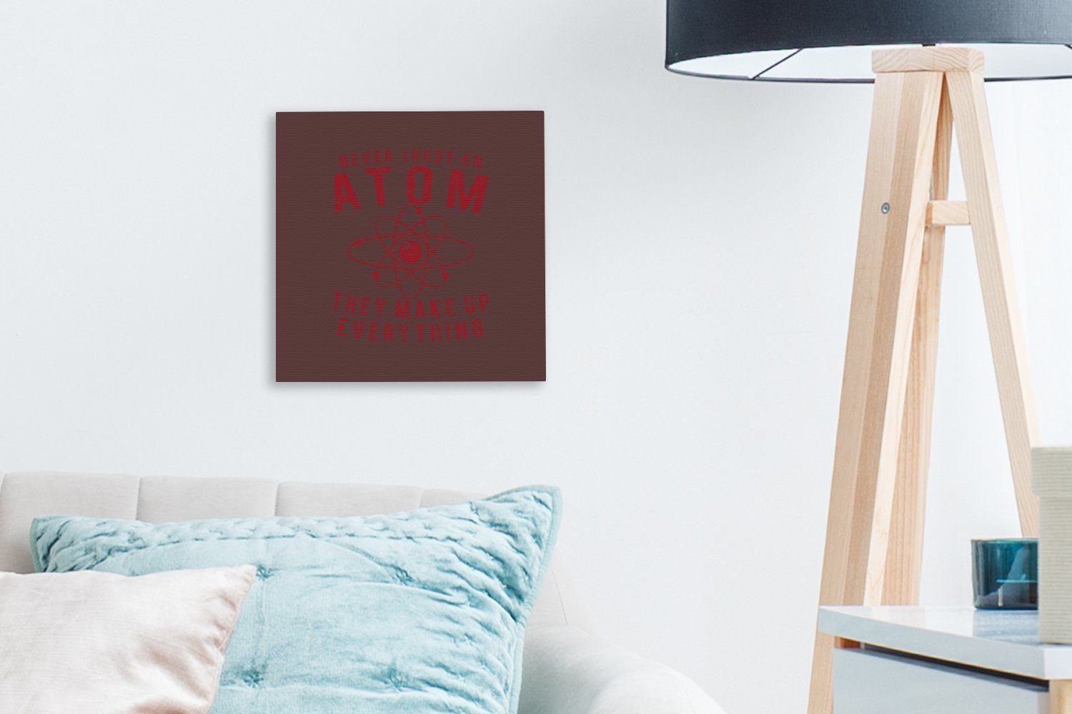 OneMillionCanvasses® Leinwandbild Atome St), Schlafzimmer Wohnzimmer - Bilder Rot, (1 Leinwand für - Vintage