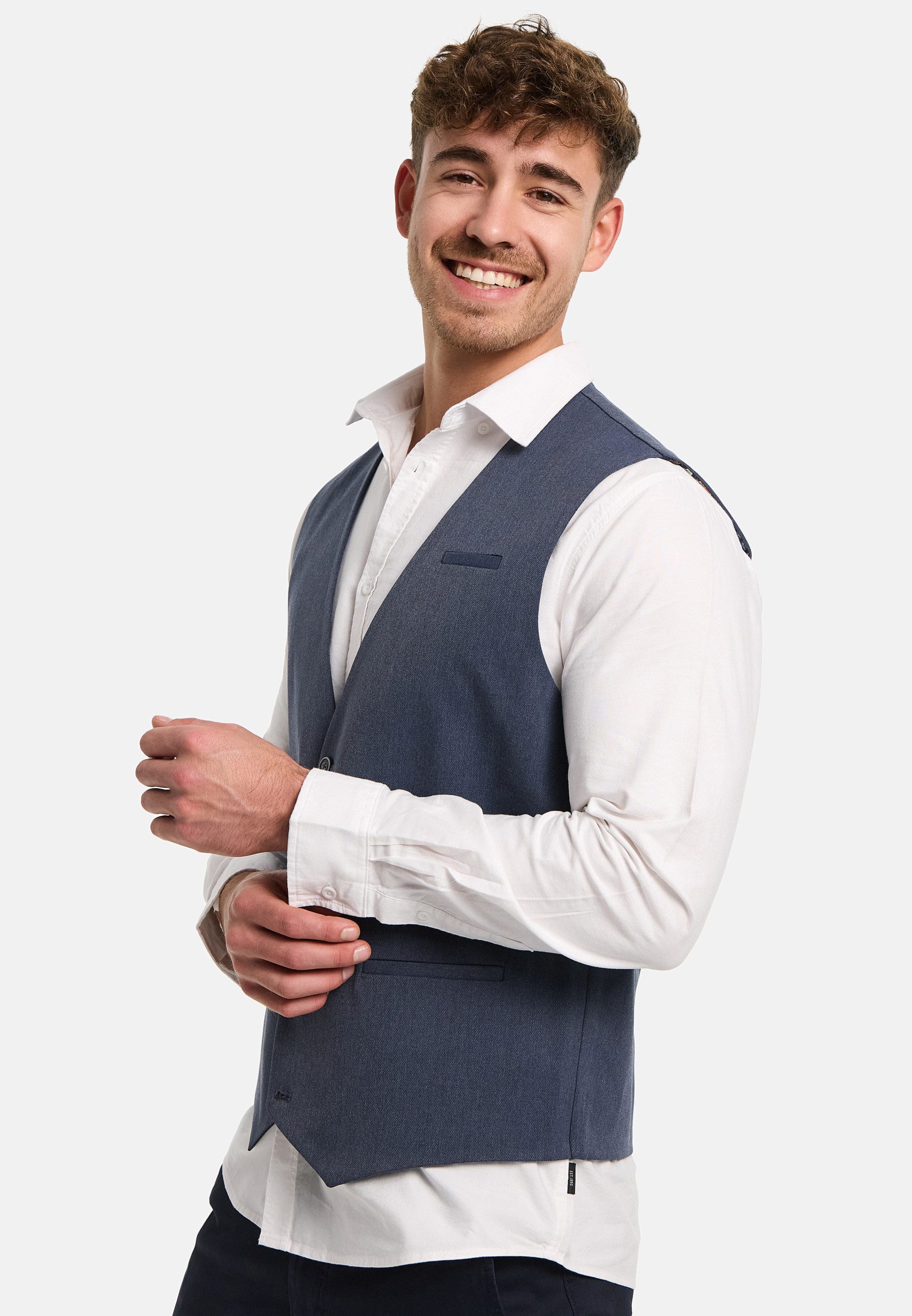 Jeff Anzugweste Herren Nikolaj Plain Anzug Weste Herrenweste mit kunstvoll gestaltetem Innenfutter