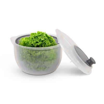 Pro Home Salatschleuder 3D Kurbel, (2,7 Liter / Ø20cm, 3in1 - Schleuder, Sieb und Salatschüssel), Salattrockner - Schleudern ohne Kraftaufwand, Spülmaschinenfest