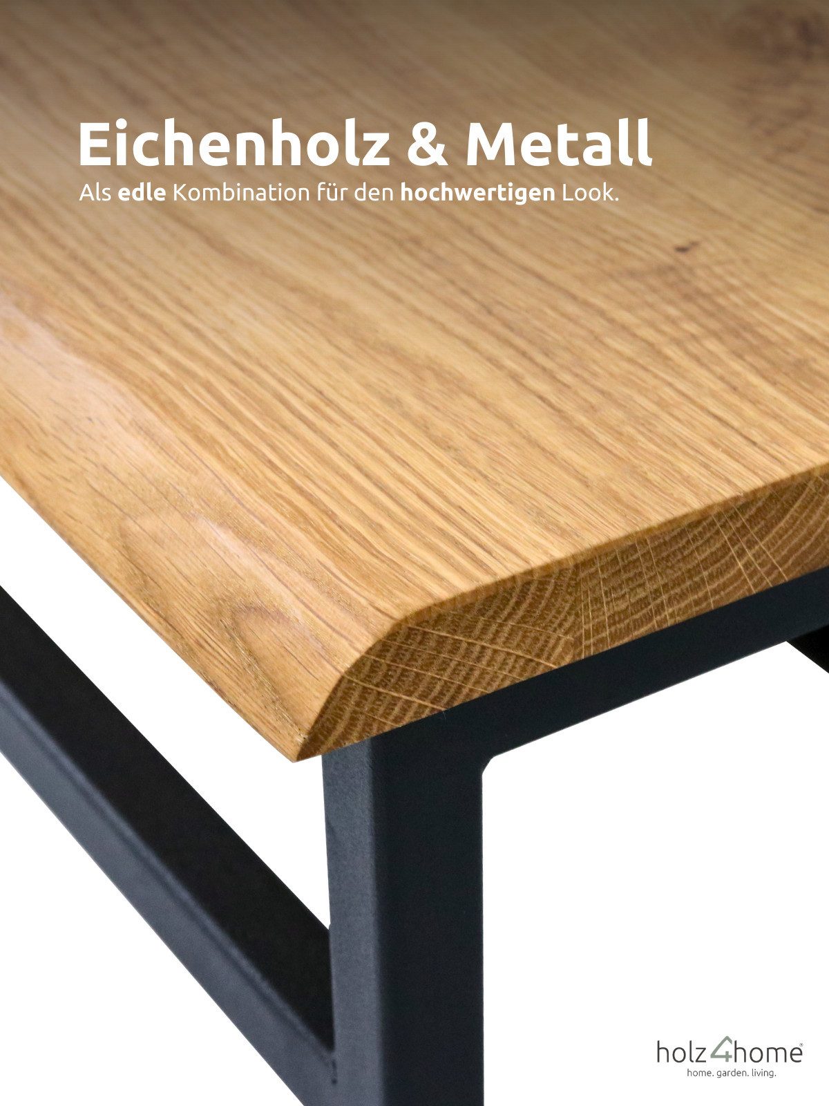 holz4home® Wandgarderobe Garderobe aus massivem Eichenholz mit Metallrahmen, inkl. Kleiderbügel