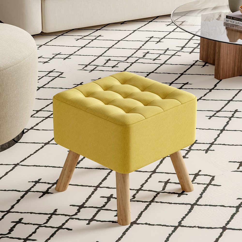 LIVINGANDHOME Sitzhocker Quadratischer Polsterhocker mit Eichenholzbeine, a günstig online kaufen