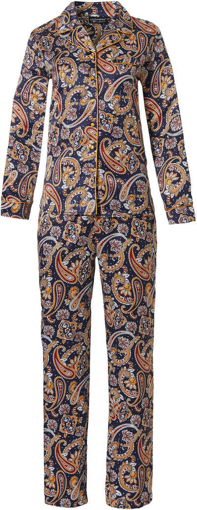 Pastunette Schlafanzug Damen Schlafanzug lang (2 tlg) Satin auch in größen Größen