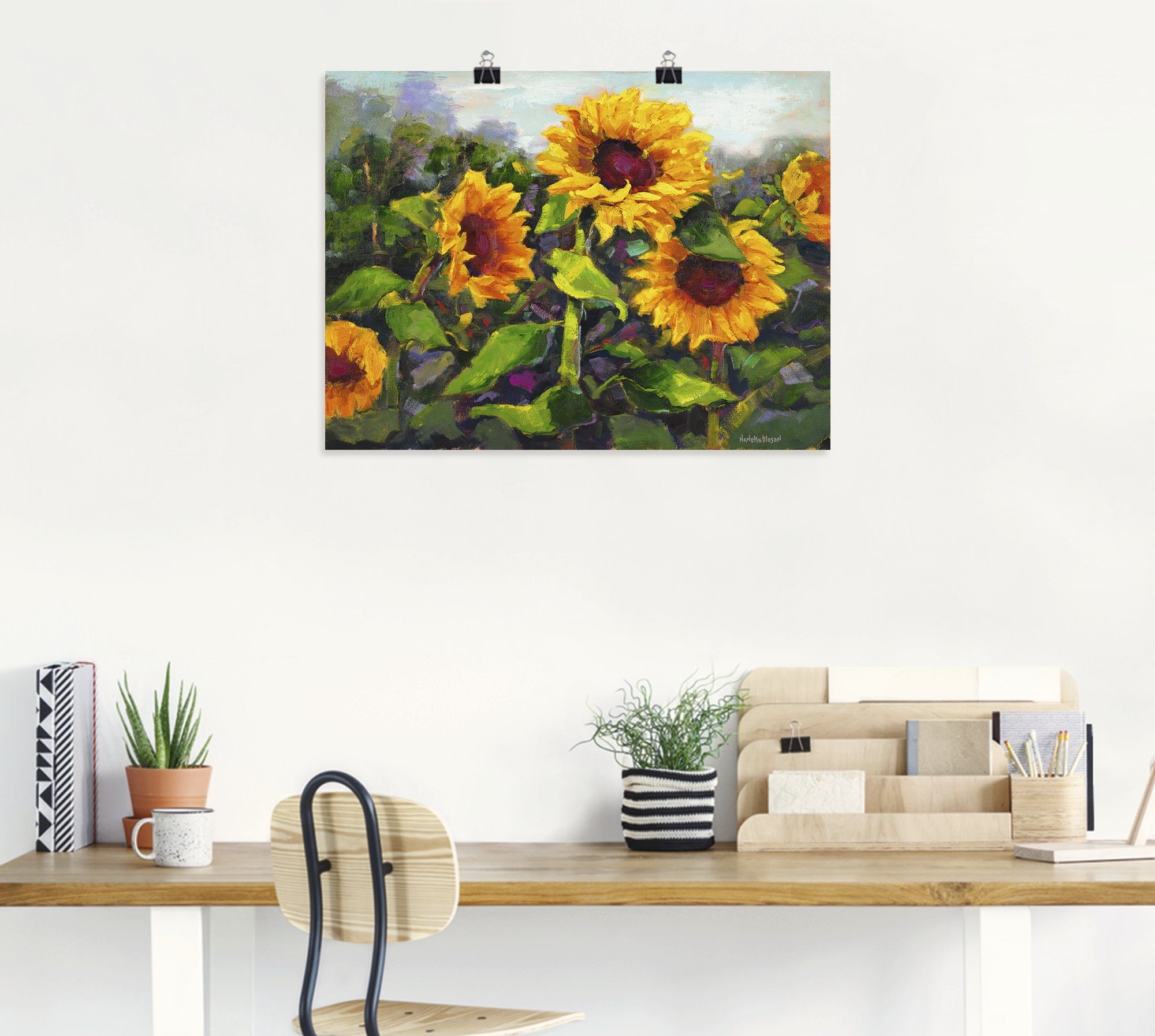 Sonnenblumen Erwachen St), (1 Leinwandbild, Größen IV, oder Blumen in versch. Wandbild Wandaufkleber Das Alubild, Poster der als Artland