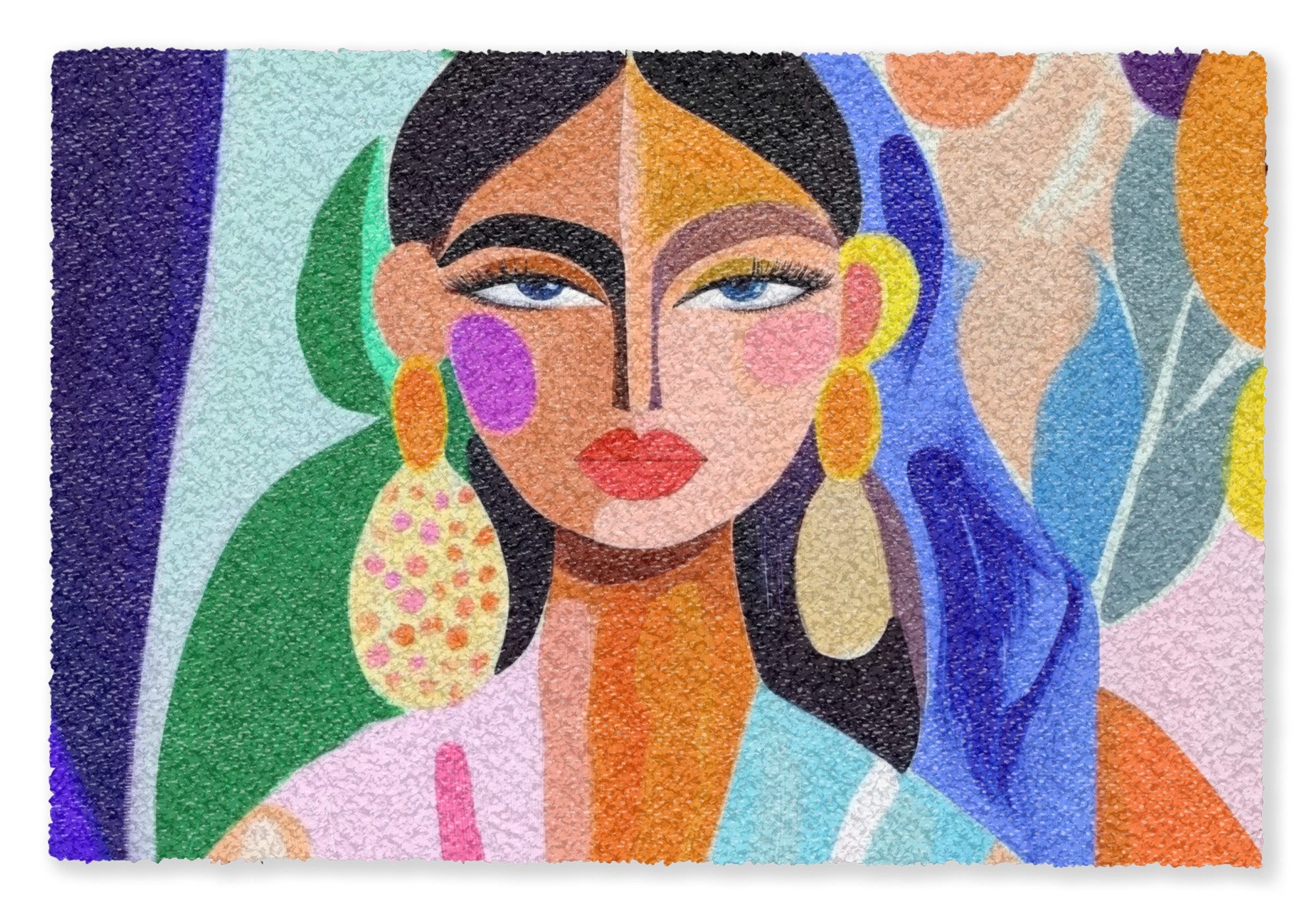 MuchoWow Fußmatte Porträt - Frau - Modern, Rechteckig, innen Schmutzfangmatte, Tür, Schmutzfänger Flur, Teppich 60x40 cm