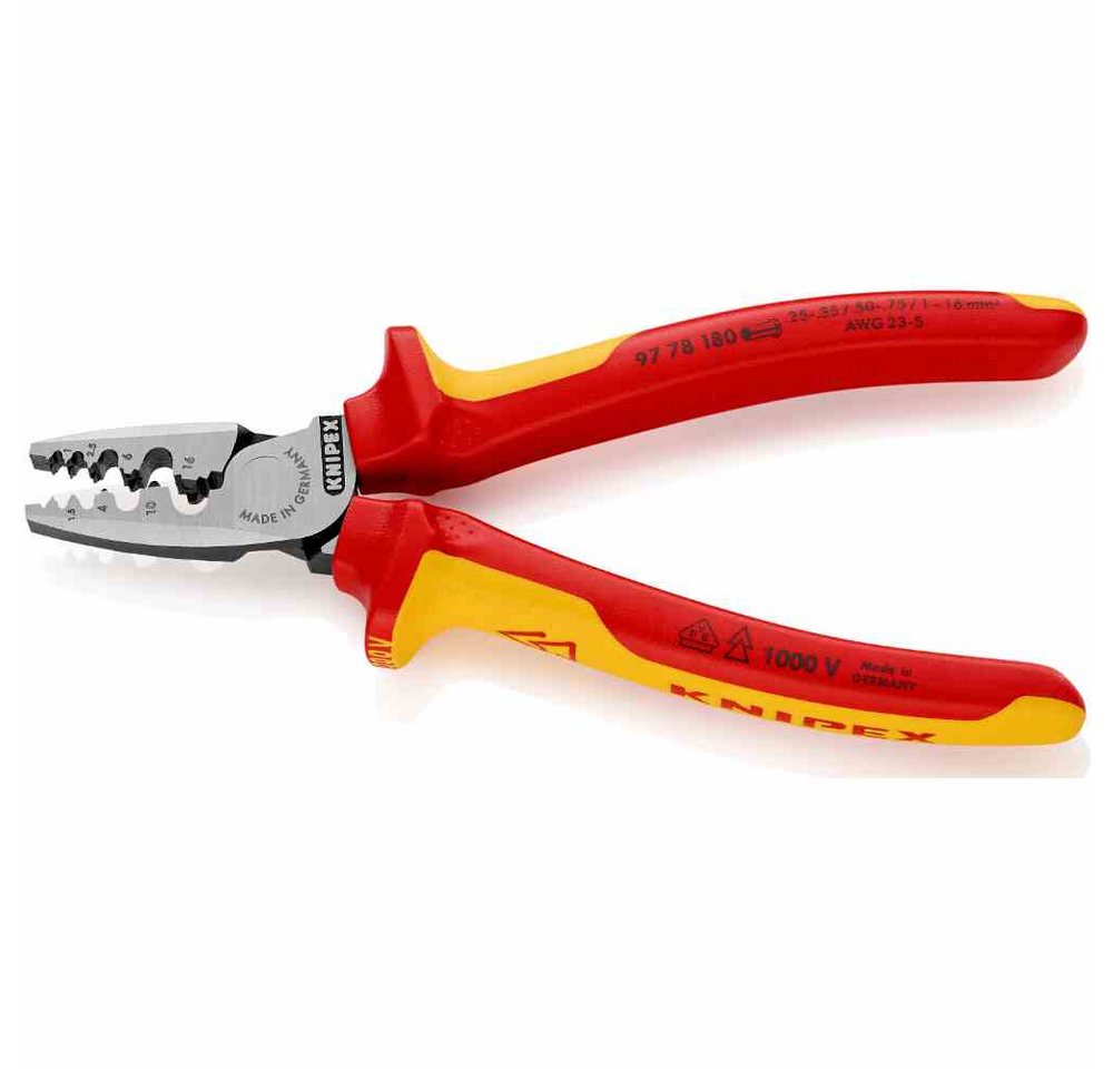 Thumbnail - Knipex Kombizange Presszange mechanisch 180mm verschiedene Einsätze 0,25-16mm² AWG6-24