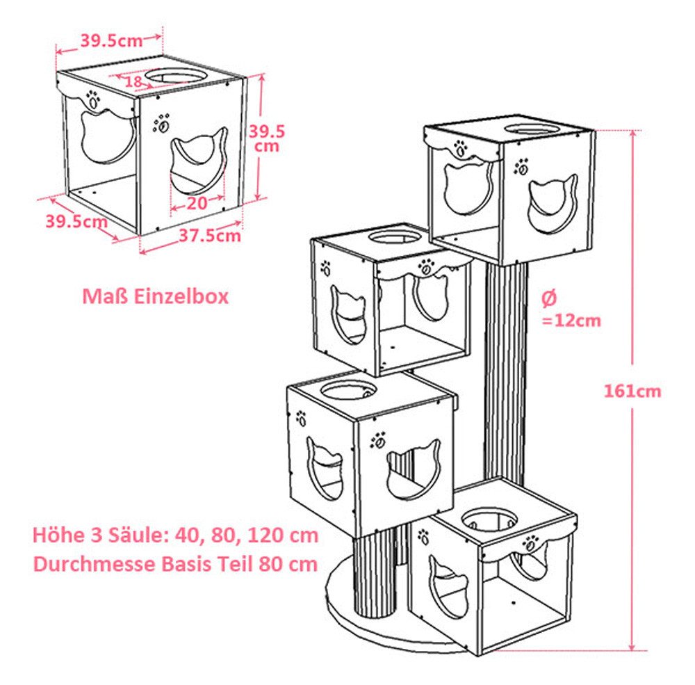 Thumbnail - CatS Design Kratzbaum CatS Design Kratzbaum Katzenspielturm Altaica XZ, Hochwertig edel Design Kratzbaum solides Holz st...