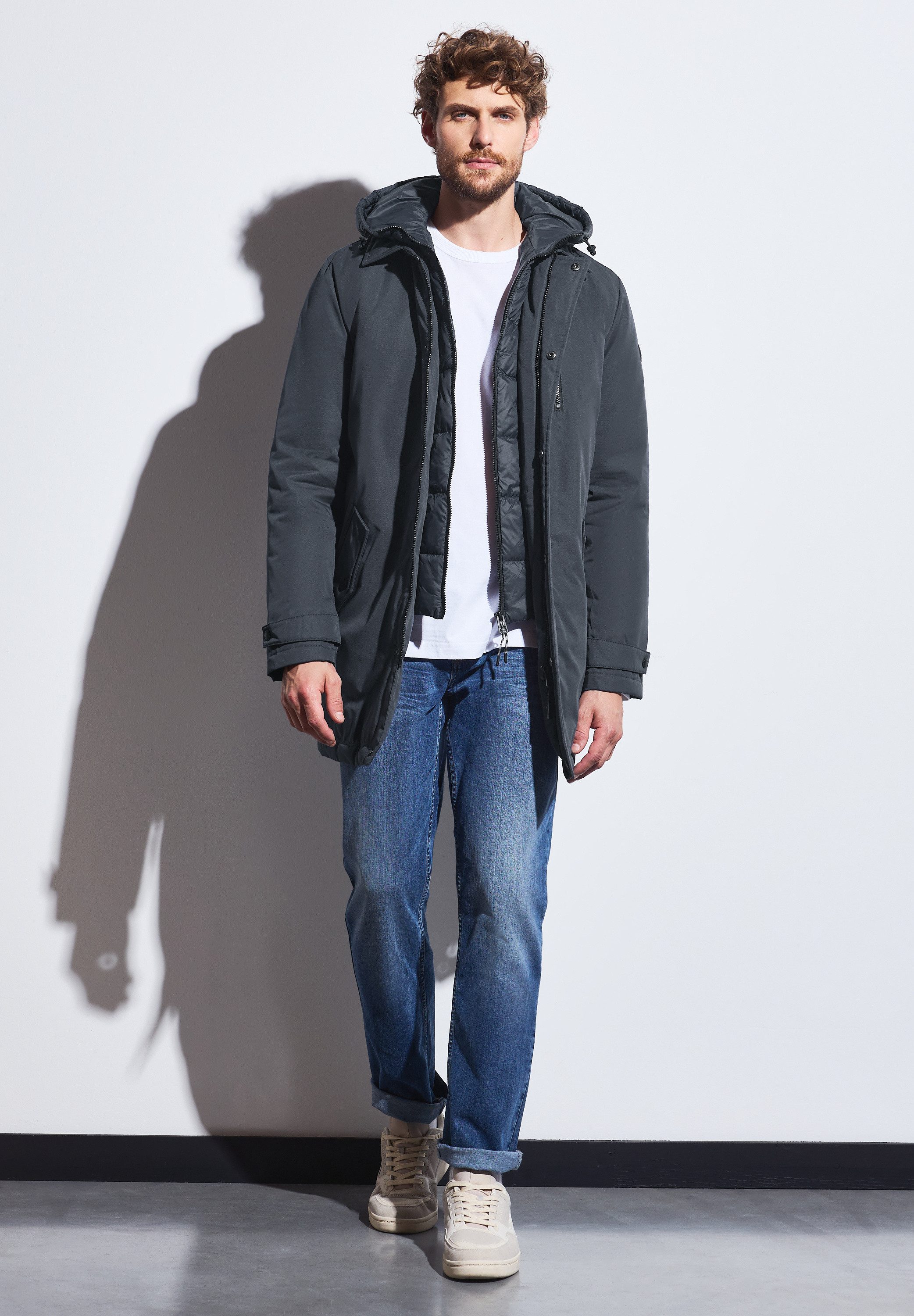 STREET ONE MEN Winterjacke mit Kapuze