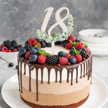 Logbuch-Verlag Geschenkbox 18. Geburtstag Cake Topper Tortendeko Eukalyptus (1 St), Geburtstagstorte Partydeko 18