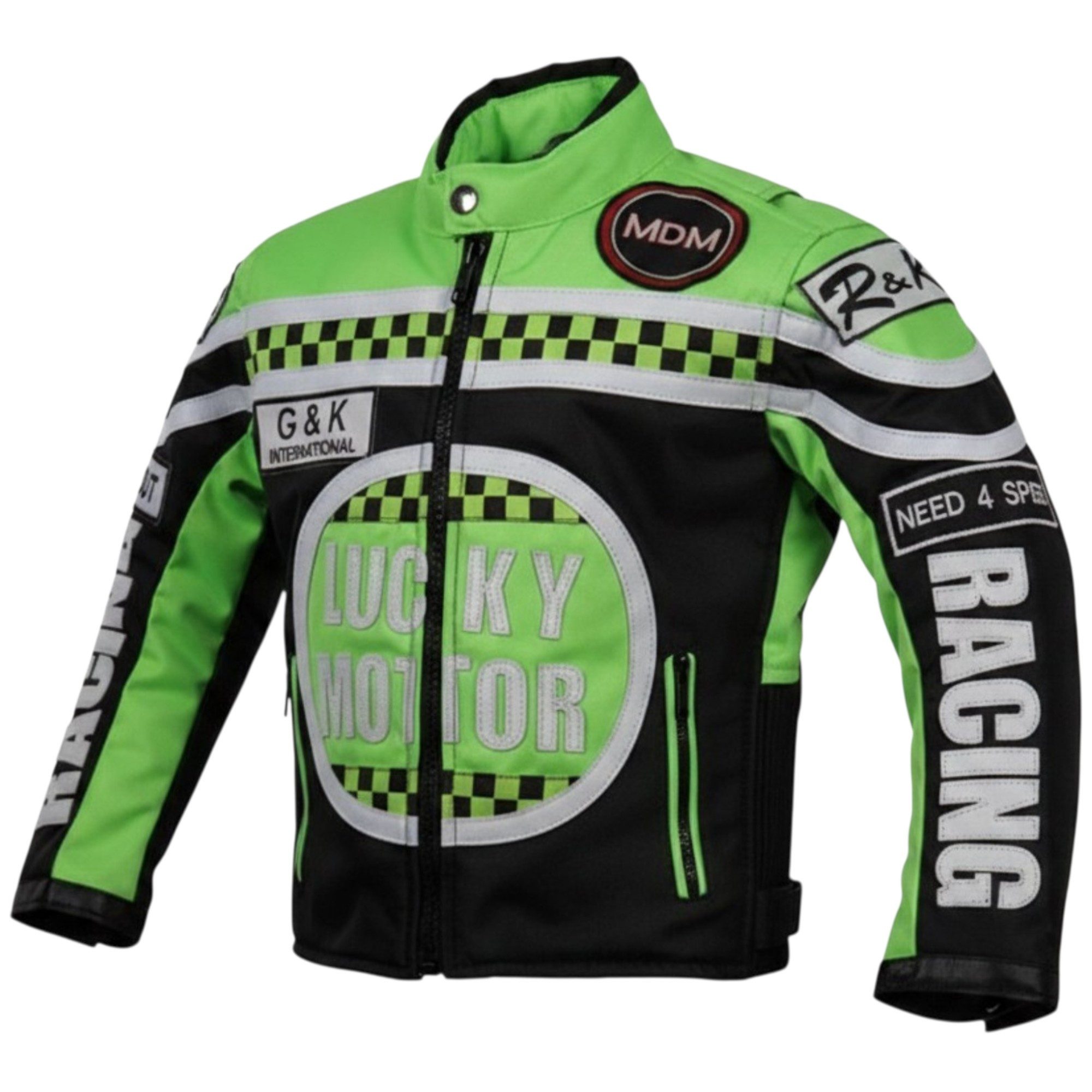 MDM Motorradjacke Kinder Motorradjacke Racing Stil mit Protektoren (Kinder Motorradjacke im Racing Stil mit Protektoren) Kinder Motorradjacke im Racing Stil, 500D Textil