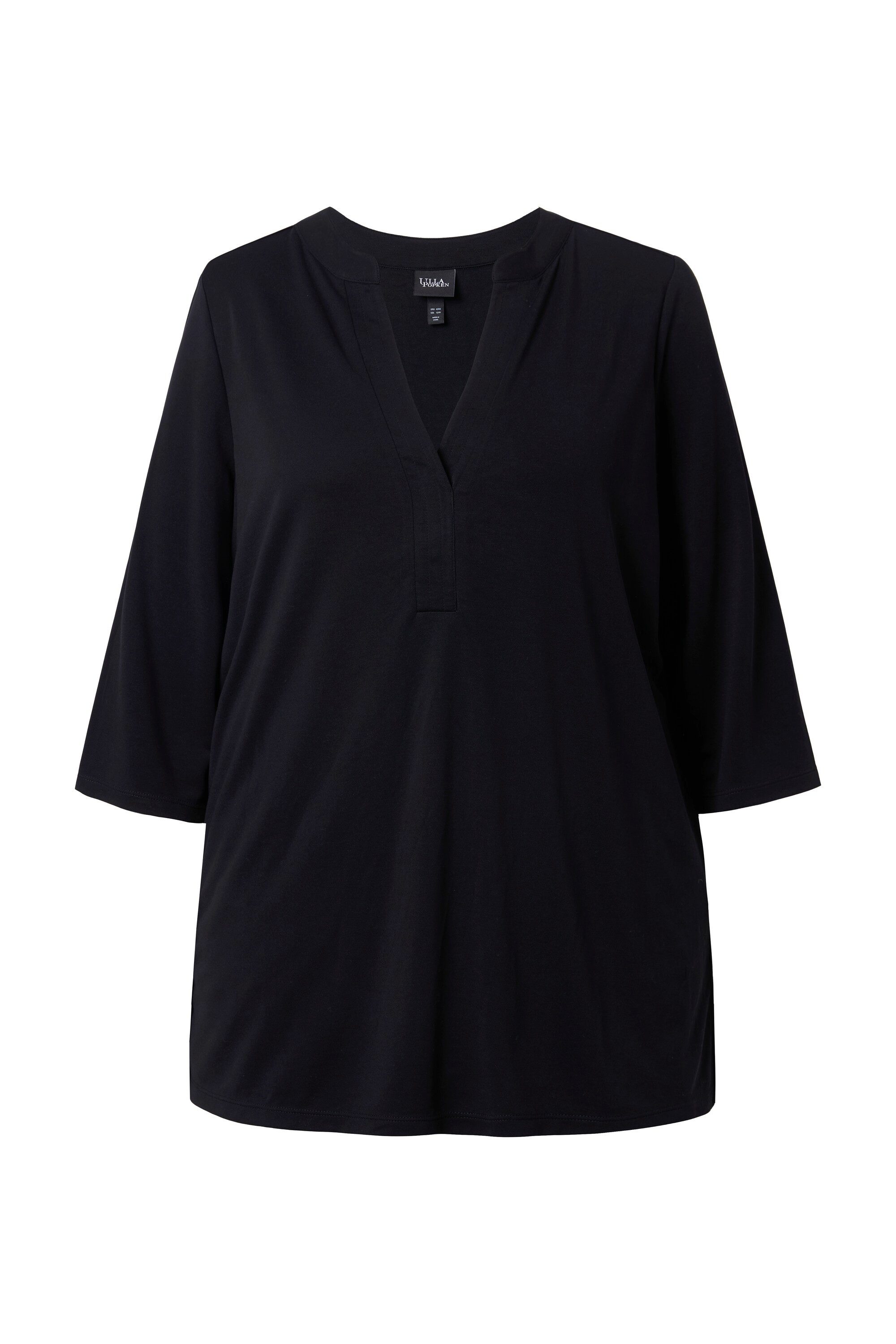 Ulla Popken Longshirt Tunika-Shirt A-Linie Tunika-Ausschnitt 3/4-Arm