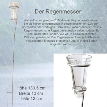 esschert design Regenmesser mit Bodenstecker, Zink, LxBxH 12 x 12 x 133,5 cm Regenmesser (verzinkter Bodenmesser)