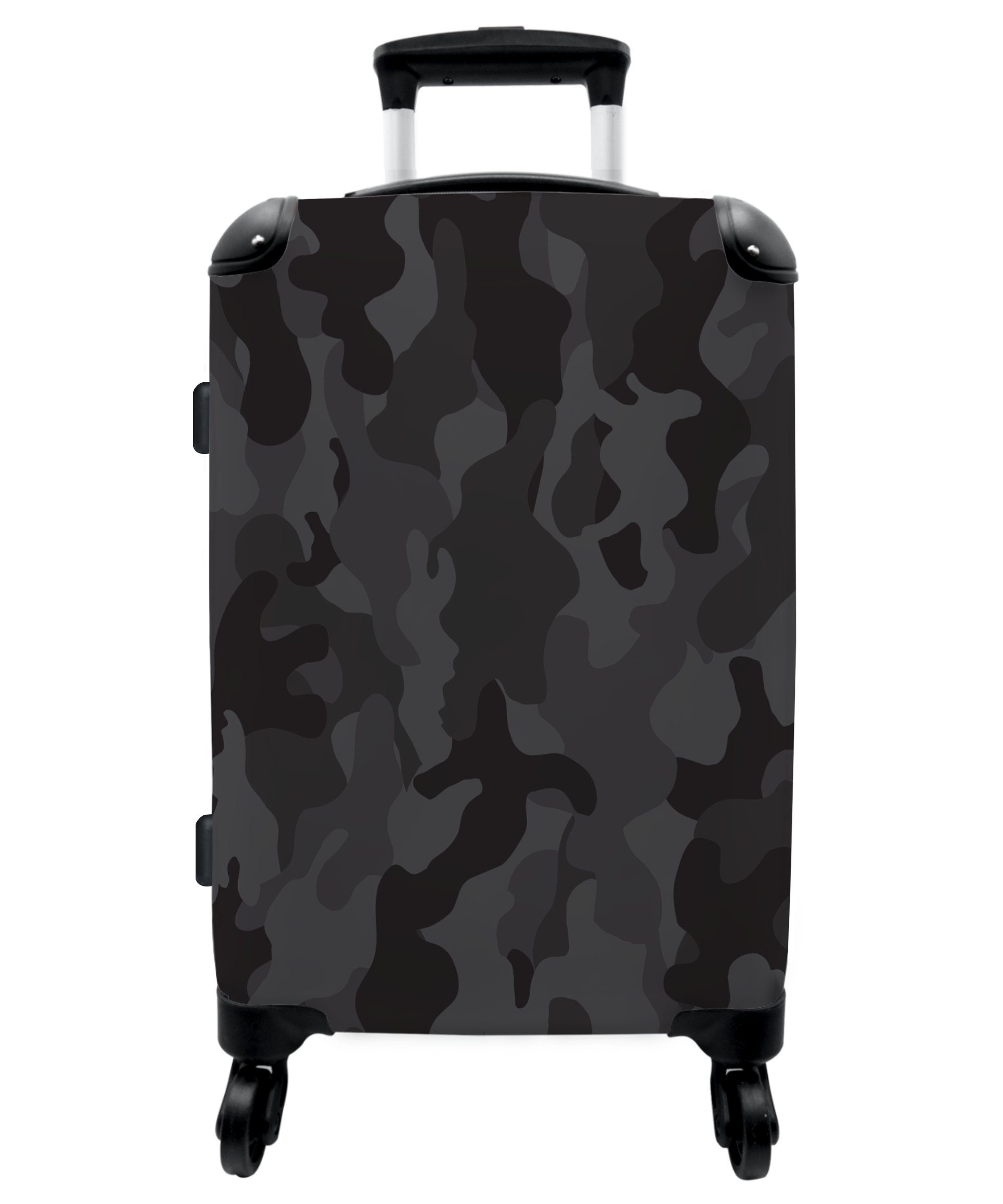 NoBoringSuitcases.com© Koffer 67x43x25cm Camouflage - Grau - Tarnmuster - Schwarz - Design, 4 Rollen, Aufgabegepäck Trolley Rollkoffer Große Reisekoffer mit 4 Rollen -