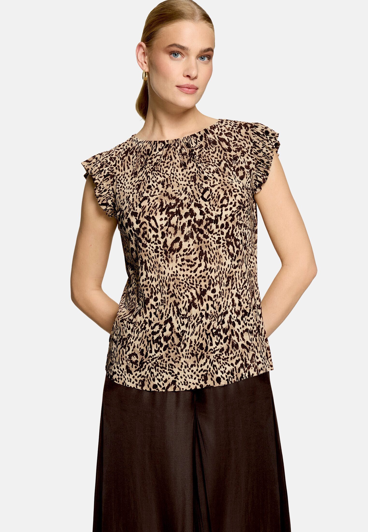 Zero Kurzarmshirt Damen mit Animalprint (1-tlg) Plissee – Bild 2 von 5