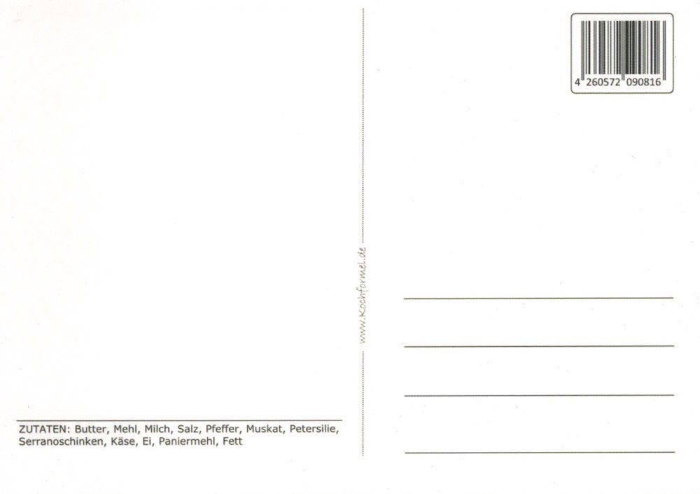 Postkarte Rezept- "Spanische Rezepte: Schinken-Käse-Kroketten"