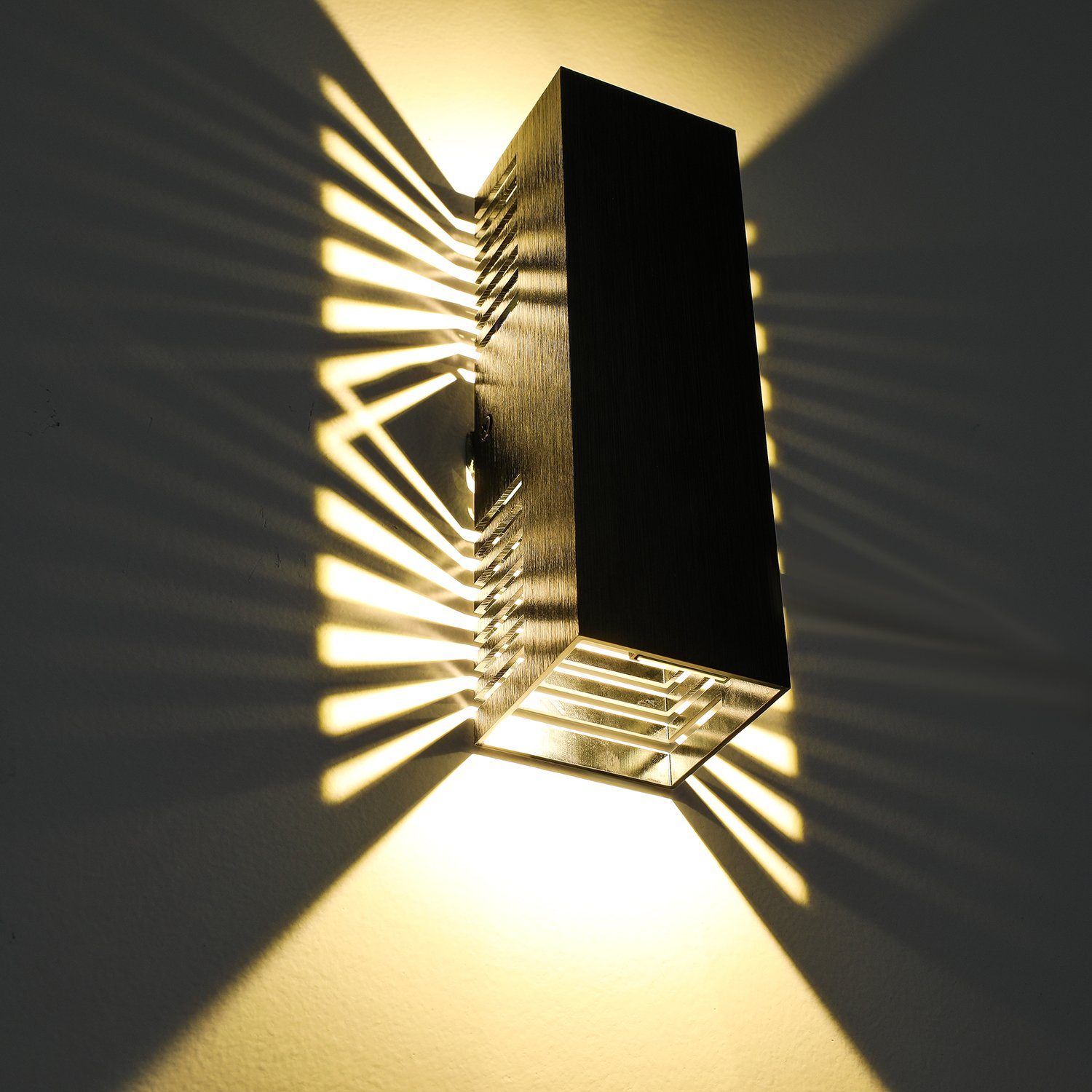 LED Warmweiß, indirekte Matt Aluminium Wandlampe, LETGOSPT Wandleuchte Innenwandleuchte Wandleuchte 6W Wandleuchte Wandleuchte 6W LED -Schwarz Beleuchtung integriert, fest 2x mit Schatteneffekt