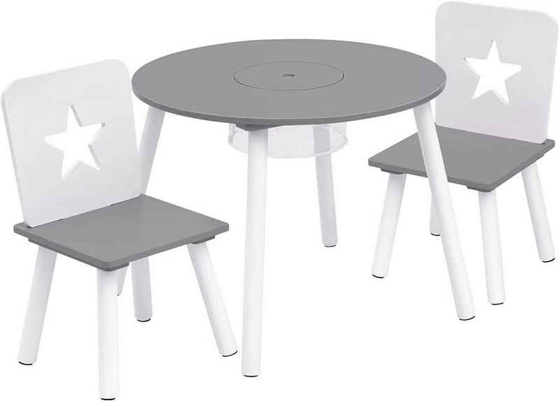 Woltu Kindersitzgruppe, Kindersitzgruppe Tisch-Set mit Stauraum, Kiefernholz