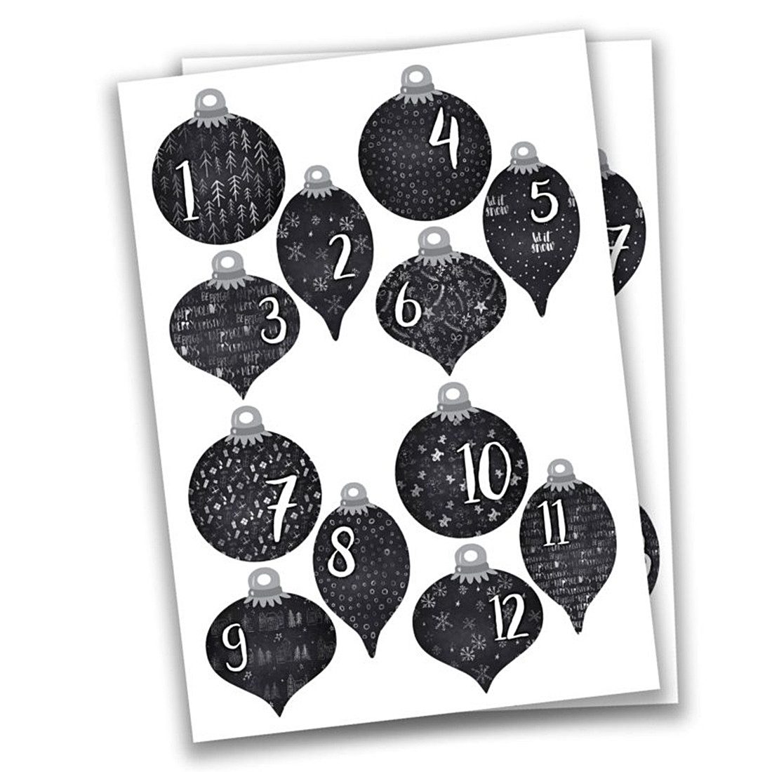 PAPIERDRACHEN DIY-Adventskalender 24 Zahlenaufkleber - Papier selbstklebend (24-tlg)