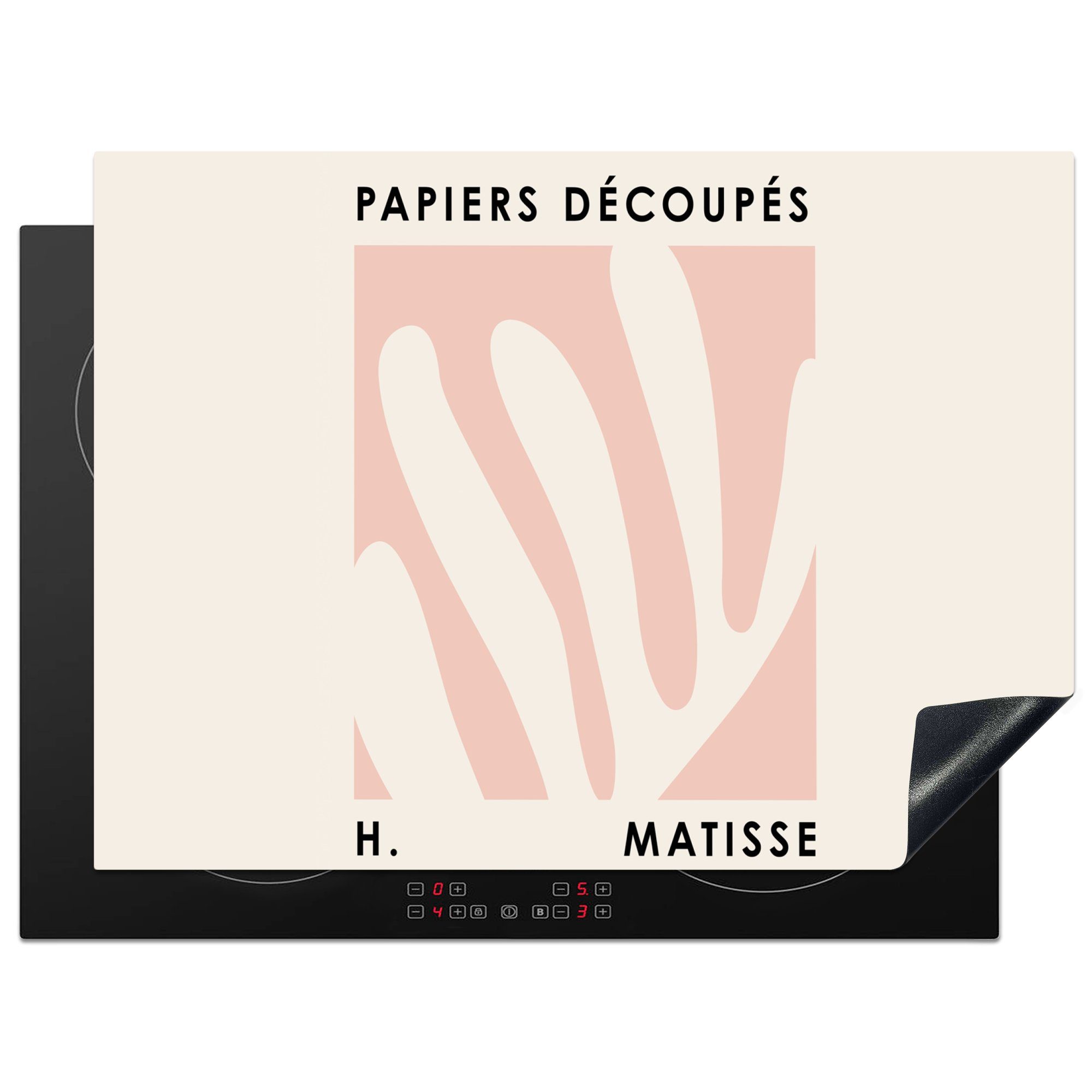 MuchoWow Herdblende-/Abdeckplatte Matisse - Rosa - Pastell - Abstrakt, Vinyl, (1 tlg), 70x52 cm, Mobile Arbeitsfläche nutzbar, Ceranfeldabdeckung
