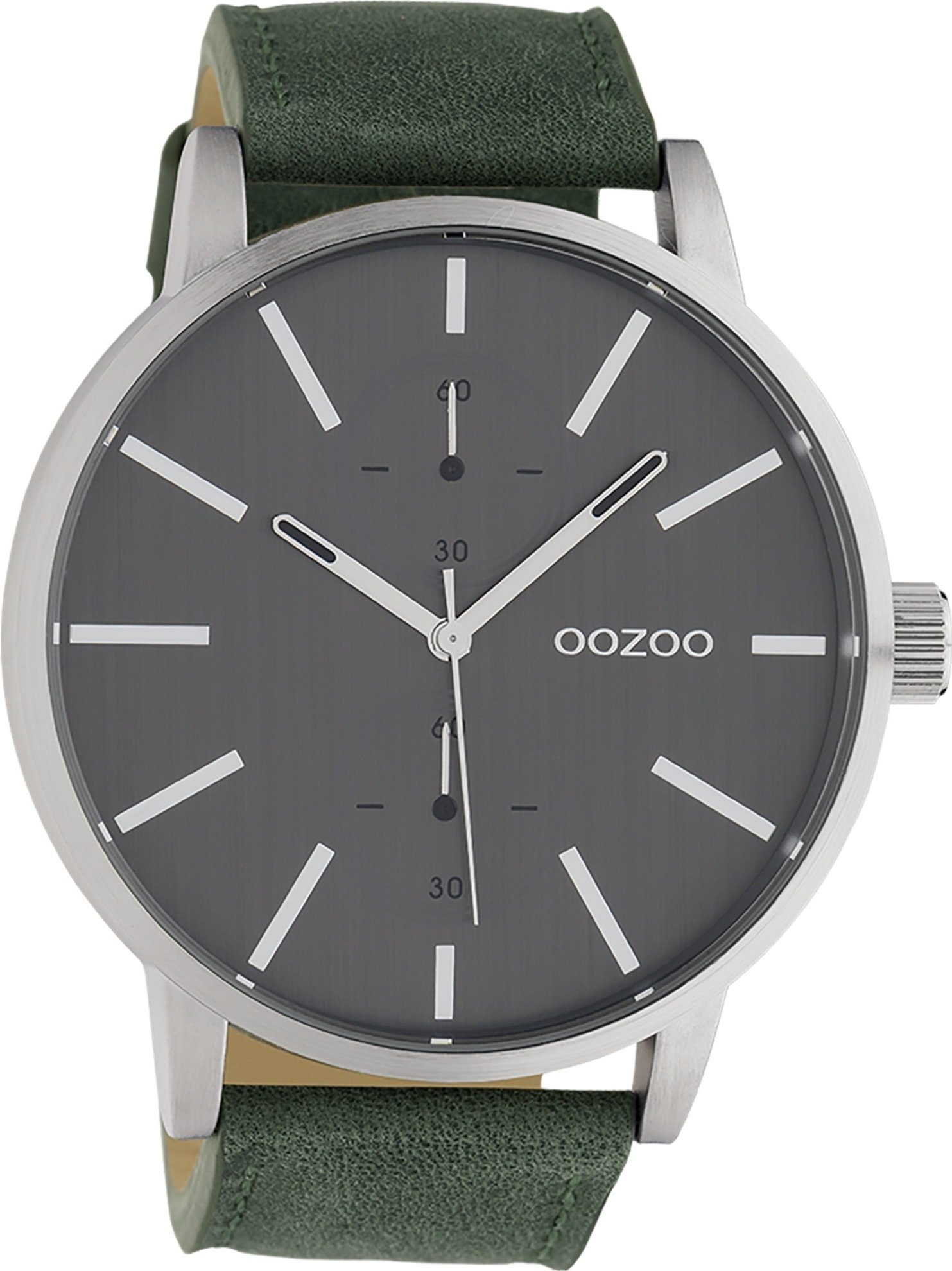 OOZOO Quarzuhr Oozoo Damen Herren Armbanduhr Timepieces, (Analoguhr), Damen, Herrenuhr rund, groß (ca. 50mm) Lederarmband, Fashion-Style