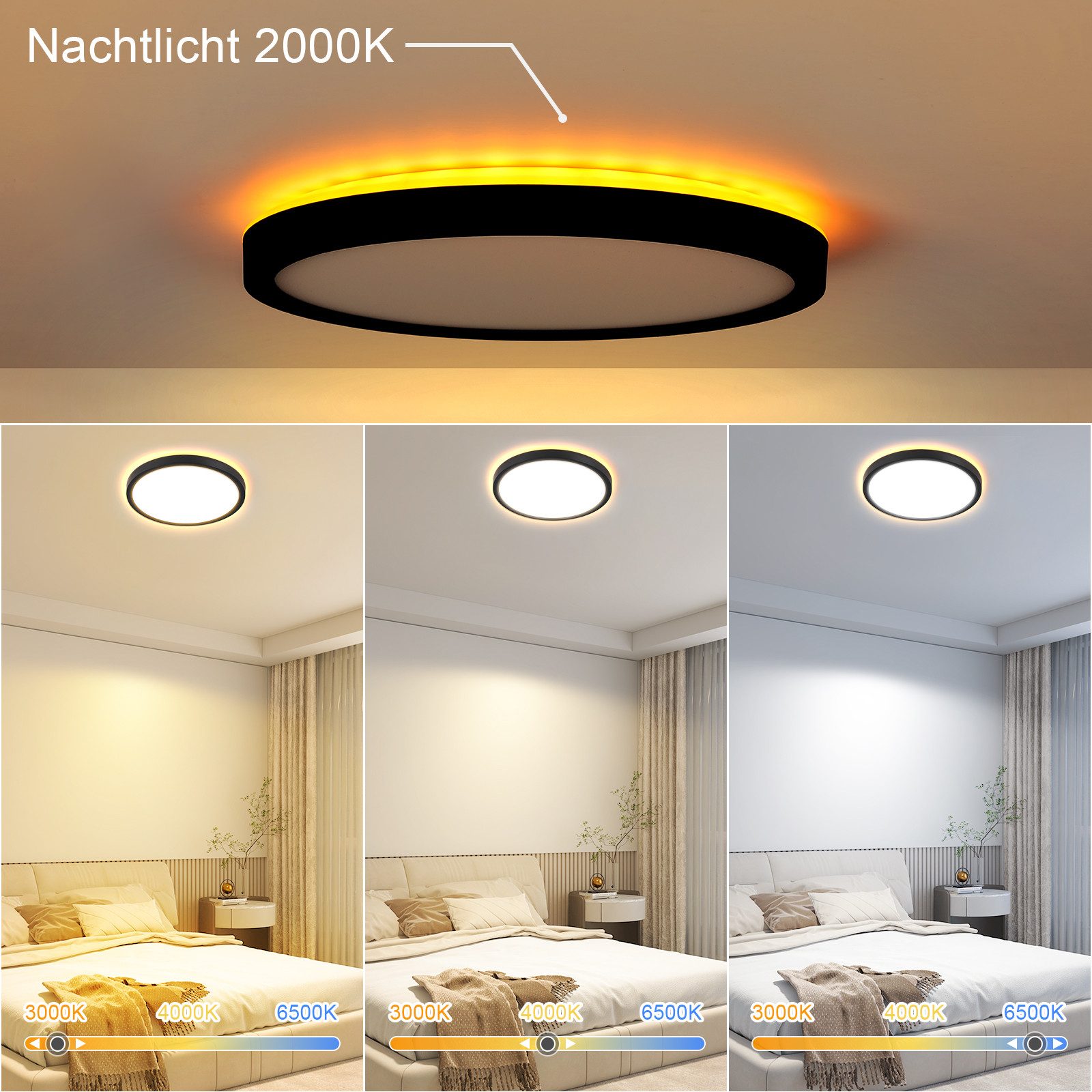 Nettlife LED Deckenleuchte Deckenleuchte Flach Schwarz 22CM 18W Dimmbar, Di günstig online kaufen