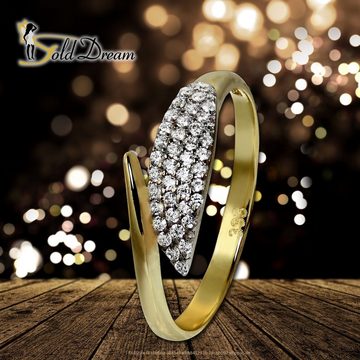 GoldDream Goldring GoldDream Gold Ring Blatt Gr.58 Zirkonia (Fingerring), Damen Ring Blatt aus 333 Gelbgold - 8 Karat, Farbe: gold, weiß