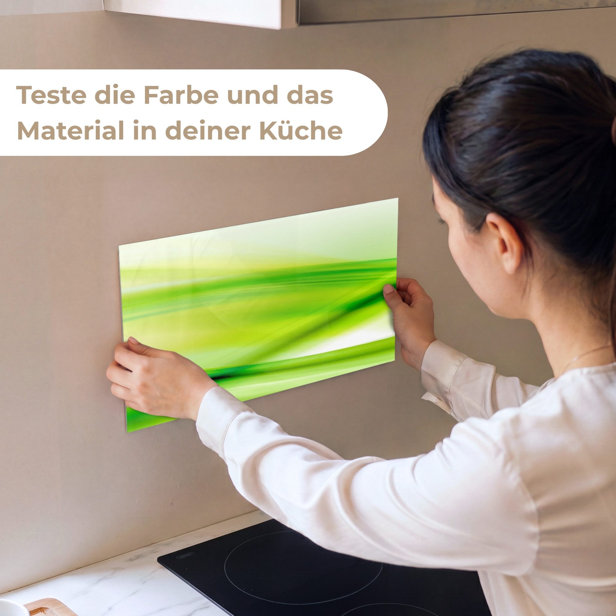 KitchenYeah Küchenrückwand Muster selbstklebend (keine Folie) Wellen - Abstrakt - Grün, (1-tlg), Spritzschutz, Küche, Rückwand, Küchenwand, Küchenfront, 30x20 cm