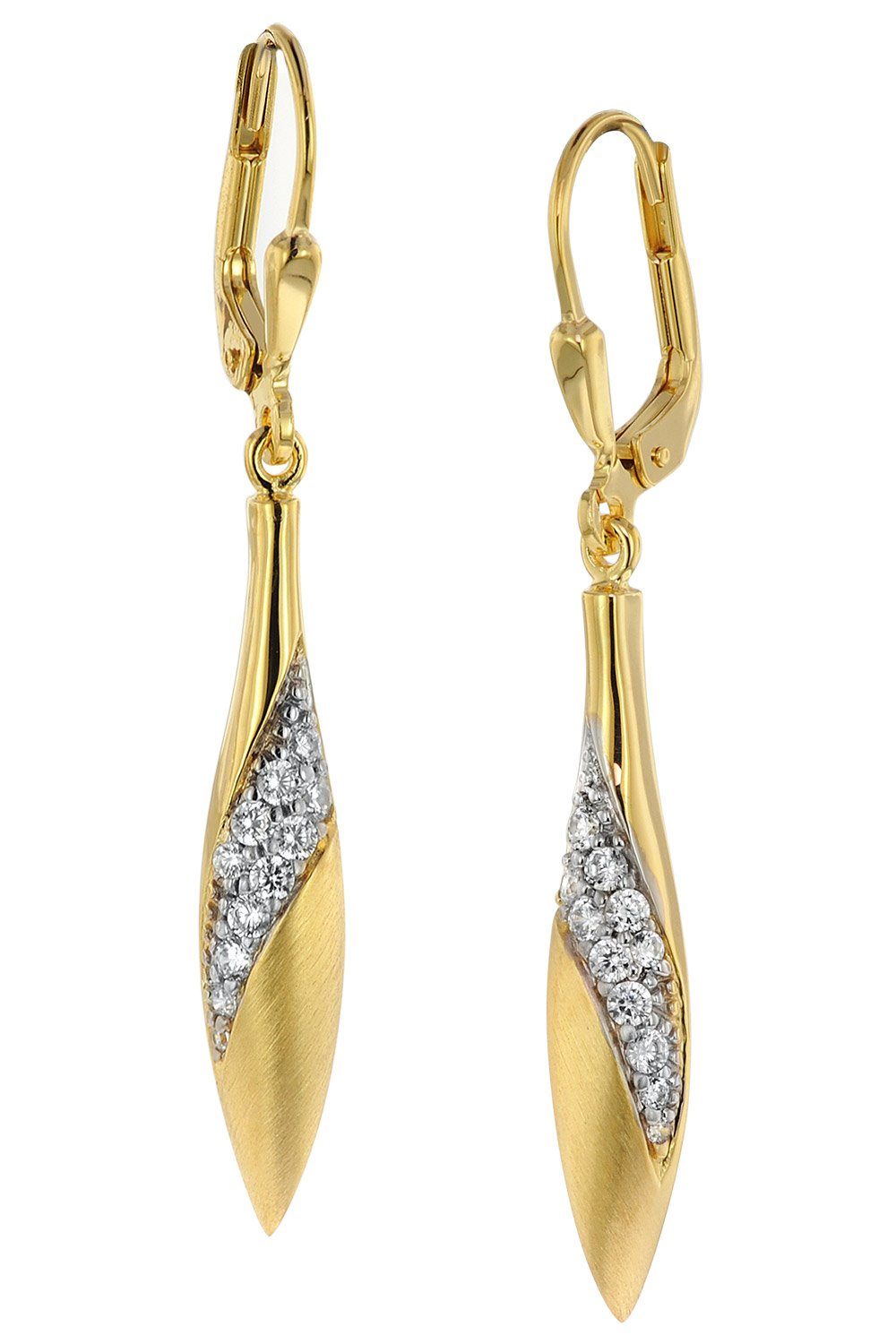 trendor Paar Ohrhänger Damen Gold auf Silber 925 Zirkonia Ohrhänger