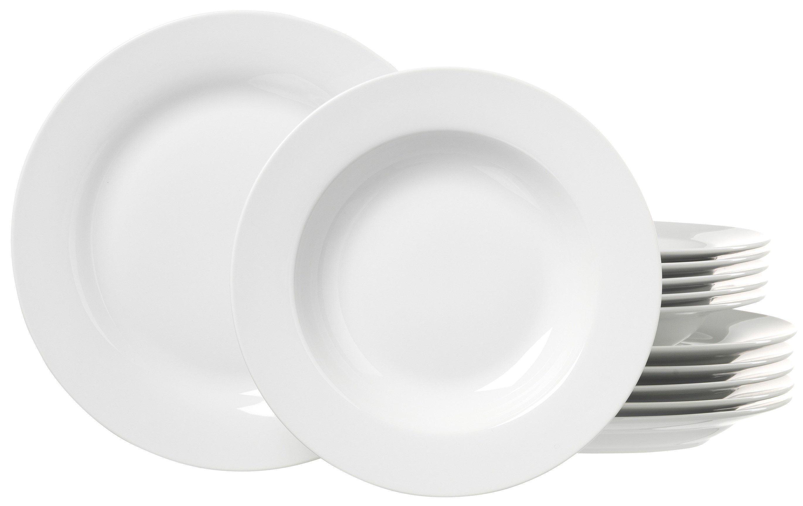 Ritzenhoff & Breker Tafelservice Bianco (12-tlg), 6 Personen, Porzellan, klassisch und schlicht, unifarben