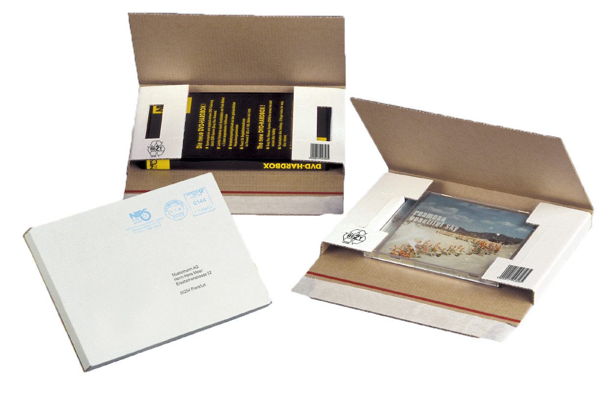 NIPS Versandtasche CD/DVD-CASE Versandverpackung, L/B/H : 223 x 155 x 20 mm, Wellkarton, Karton, CD Jewel Mailer