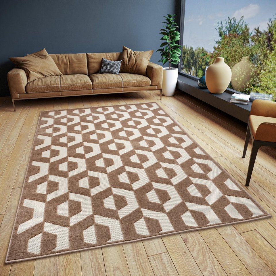 Teppich Hexa, HANSE Home, rechteckig, Höhe: 12 mm, Flachgewebe, Modern,  Geometrisches Rauten Muster, Skandi, Wohnzimmer
