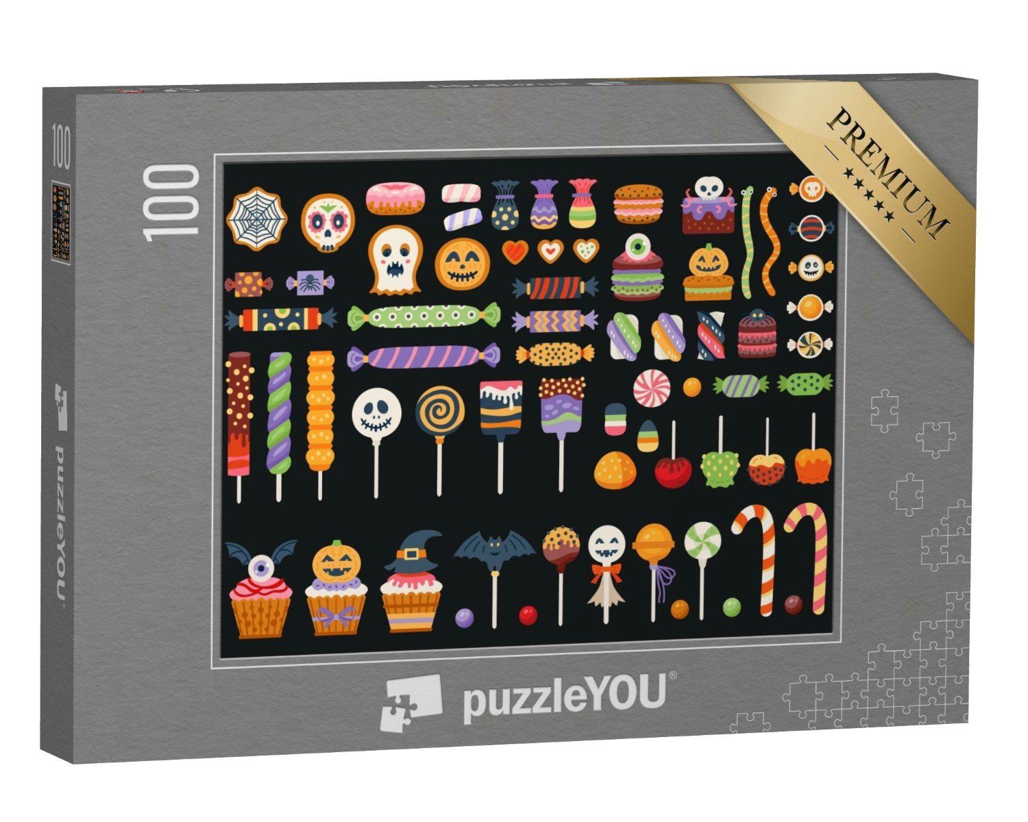 puzzleYOU Puzzle Bonbons, Zuckerstangen: Süßigkeiten zu Halloween, 100 Puzzleteile, puzzleYOU-Kollektionen Candybar