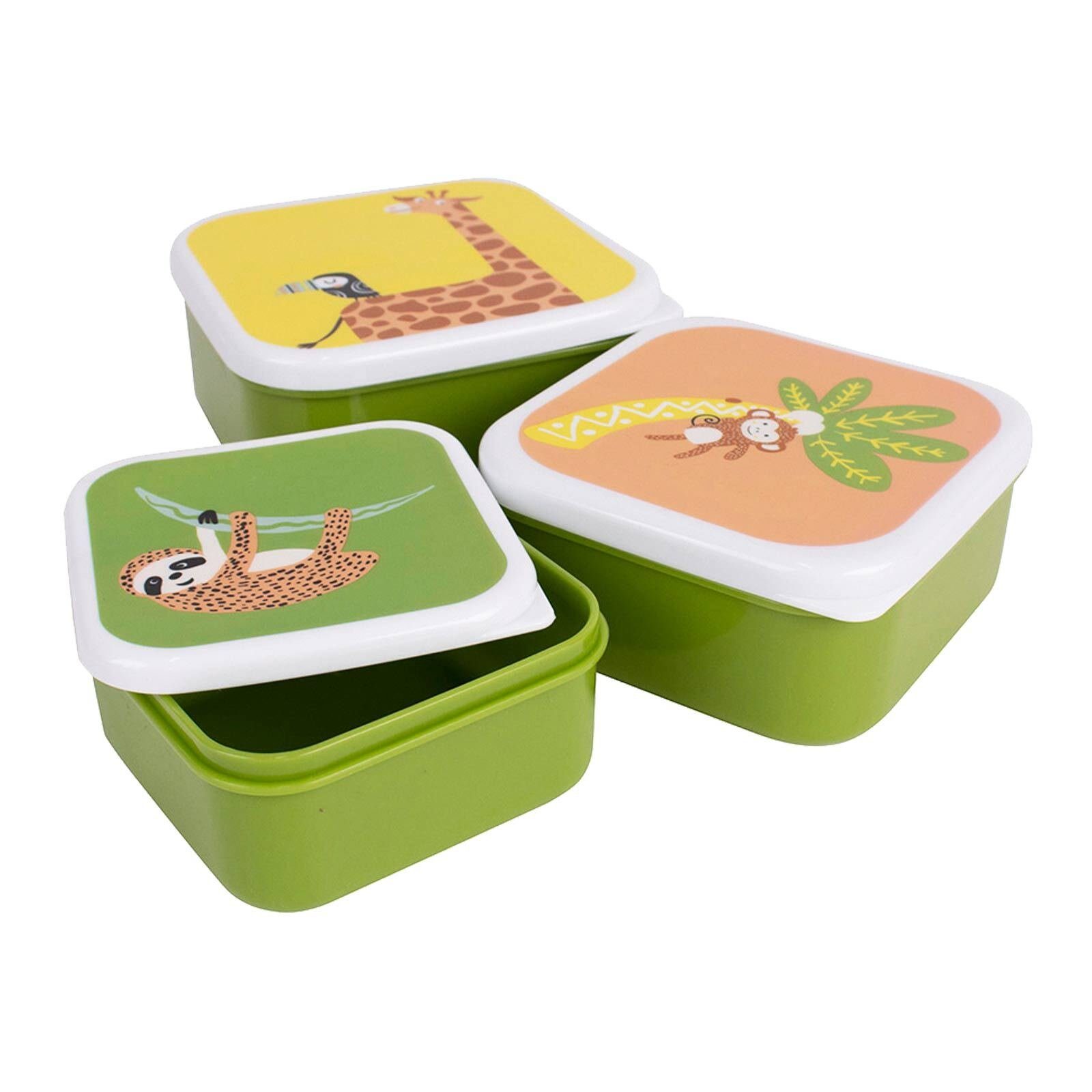 Ladelle Lunchbox Jungle Kinder Lunchbox 3er Set, Polypropylen, (3-tlg), Handwäsche wird empfohlen