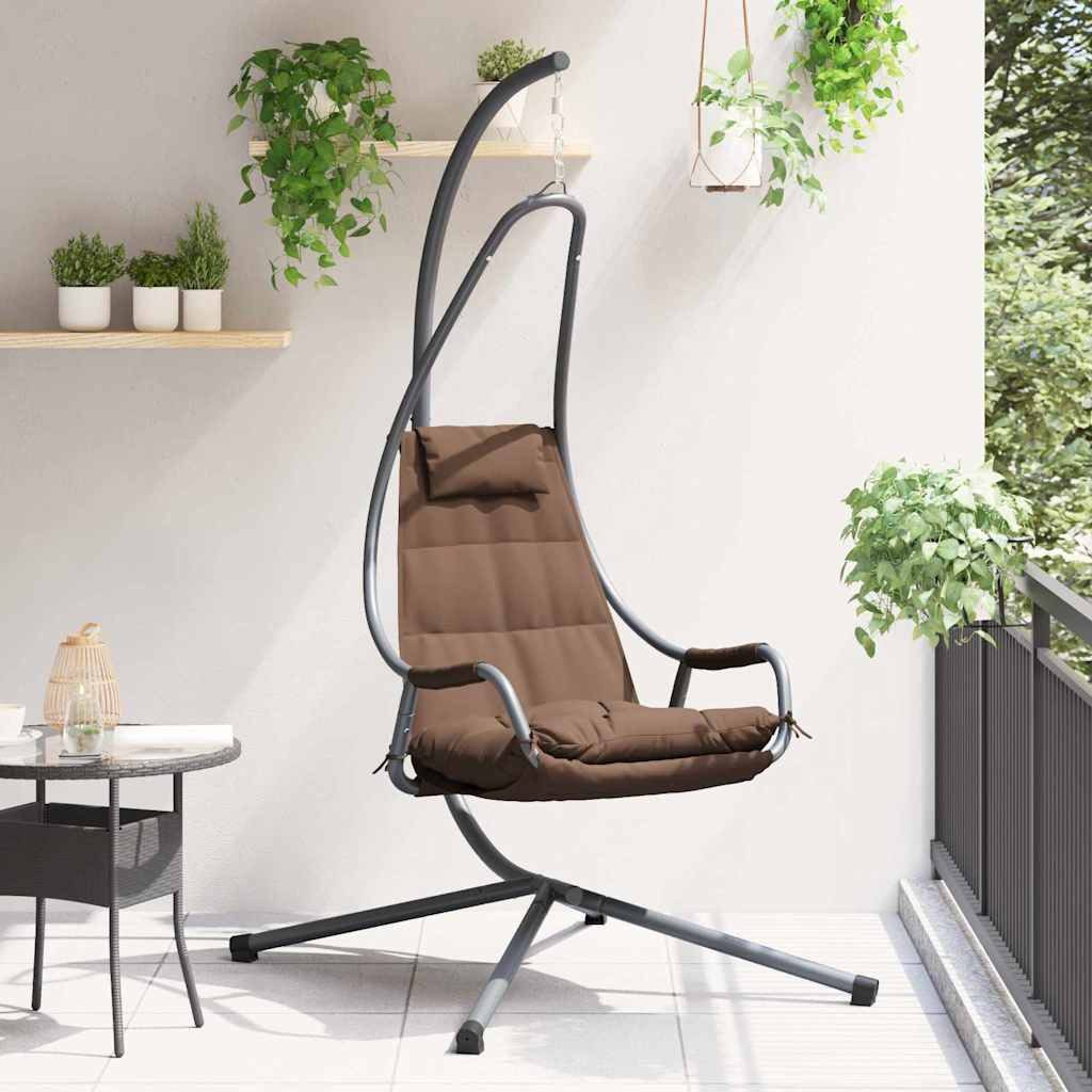 vidaXL Hollywoodschaukel Hängendes Ei-Stuhl Kaffeebraun 94 x 107 x 196,5 cm Stahl, 1-Sitzer, 1 tlg.