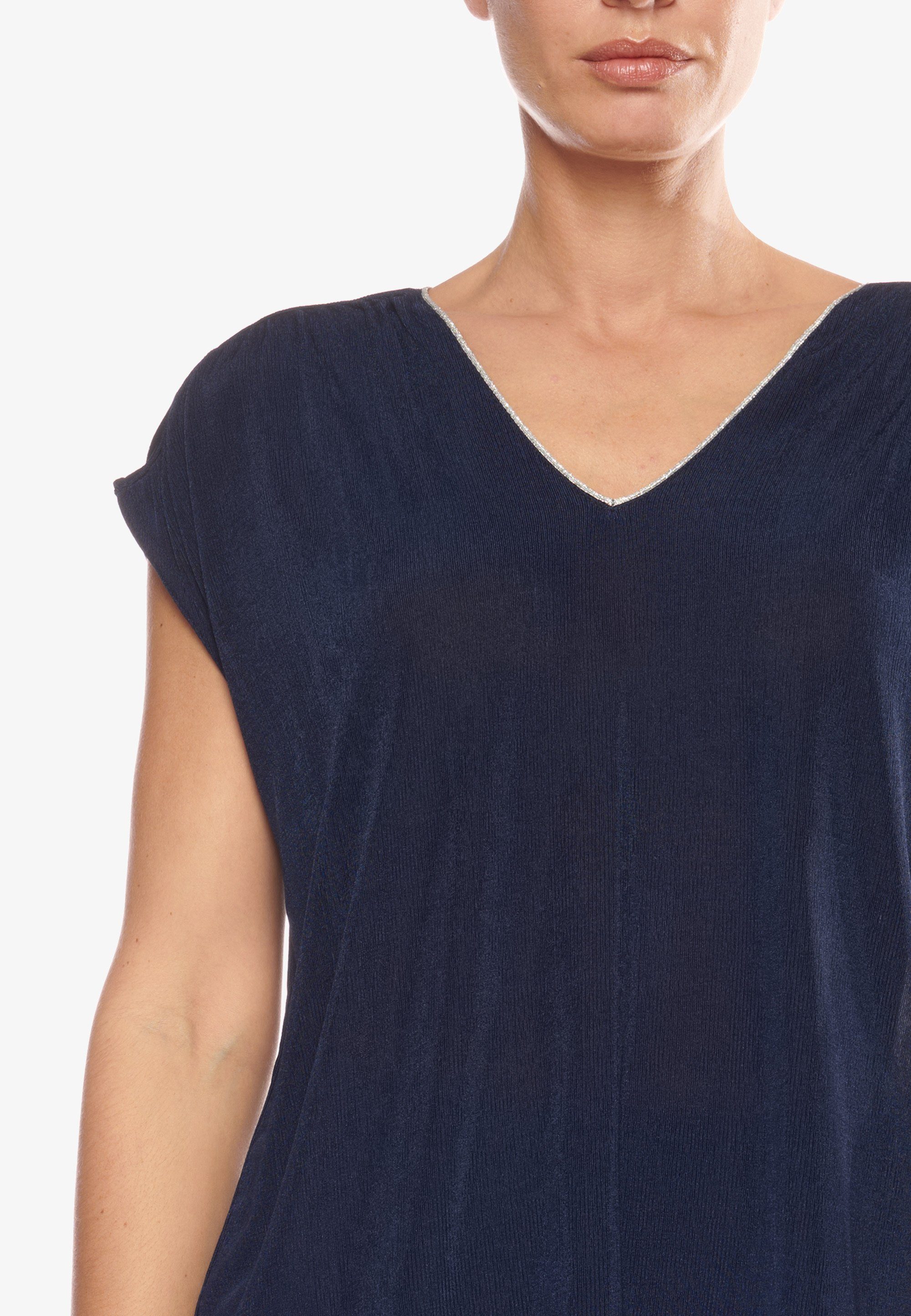 T-Shirt Le V-Ausschnitt SIDY mit femininem Cerises blau-dunkelblau TSHIRT Temps Des