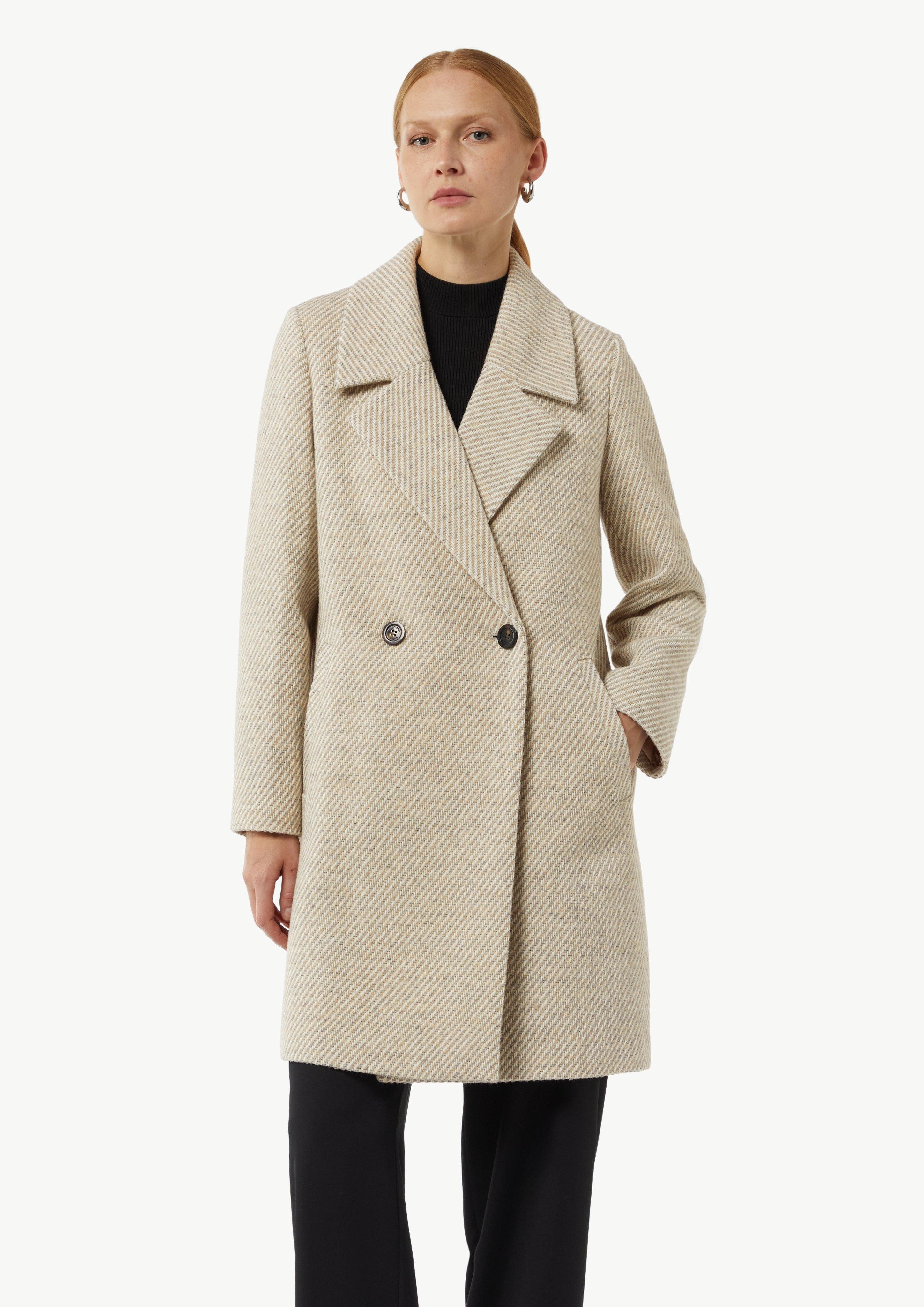 Langmantel Doppelreihiger Twill-Mantel mit Eingrifftaschen