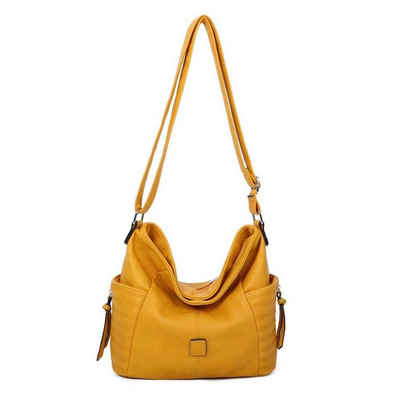 ITALYSHOP24 Schultertasche Damen Tasche Shopper CrossOver, als Handtasche, Umhängetasche, Hobo Bag tragbar