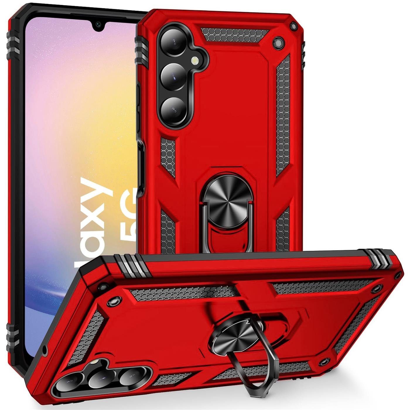 CoolGadget Handyhülle Armor Shield Case für Samsung Galaxy A15 4G / 5G 6,5 Zoll, Outdoor Cover mit Magnet Ringhalterung Handy Hülle für Samsung A15