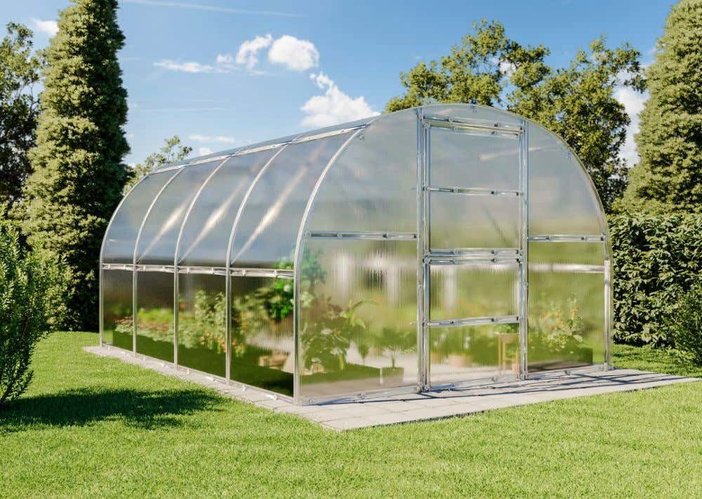 Terrando Gewächshaus Estragon 3x4m, BxTxH: 300 x 400 x 245 cm, in Verzinkt